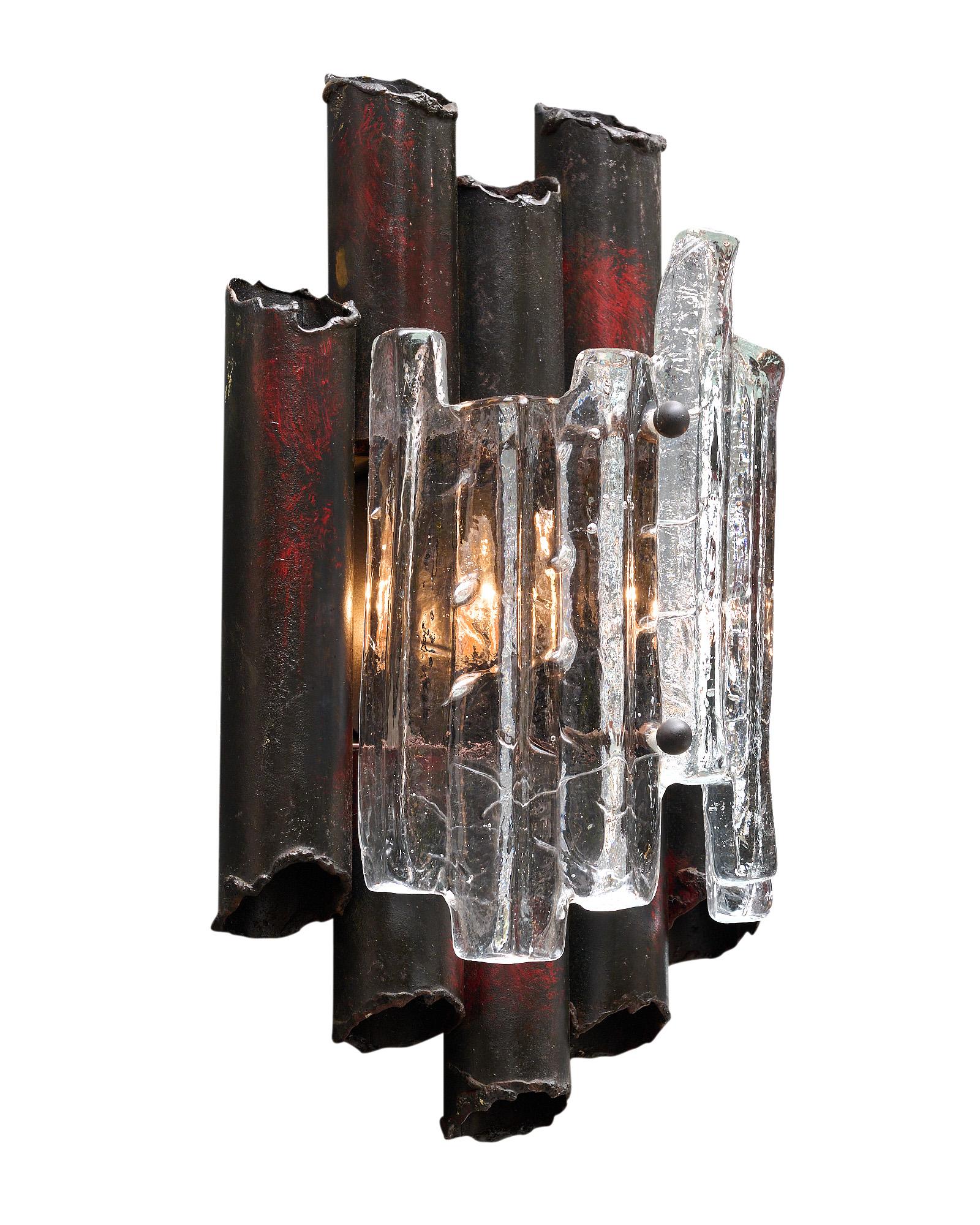 Italian Brutalist Murano Glass Sconces For Sale