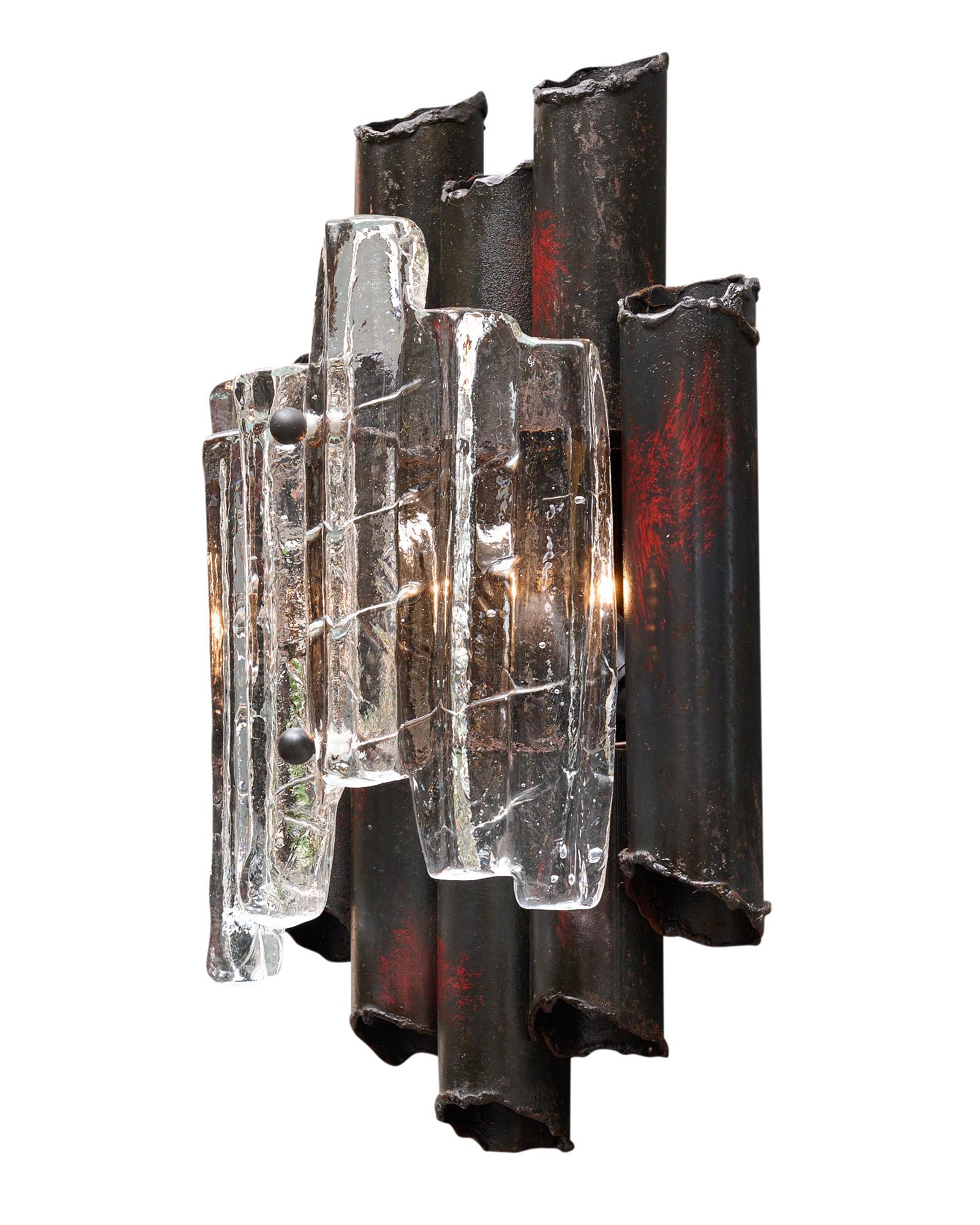 Brutalist Murano Glass Sconces In Good Condition For Sale In Austin, TX