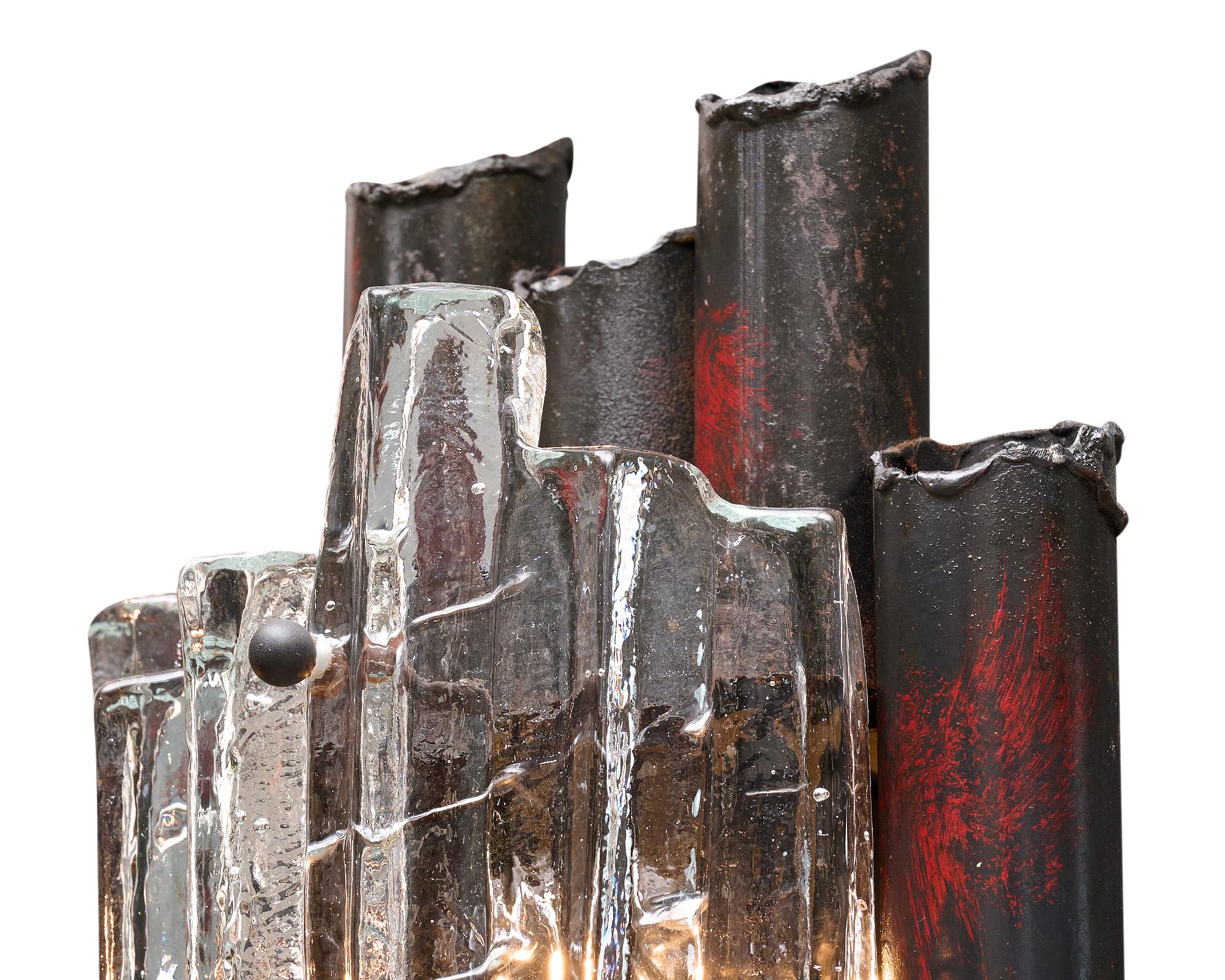 Brutalistische Murano Glas Wandleuchter im Zustand „Gut“ im Angebot in Austin, TX
