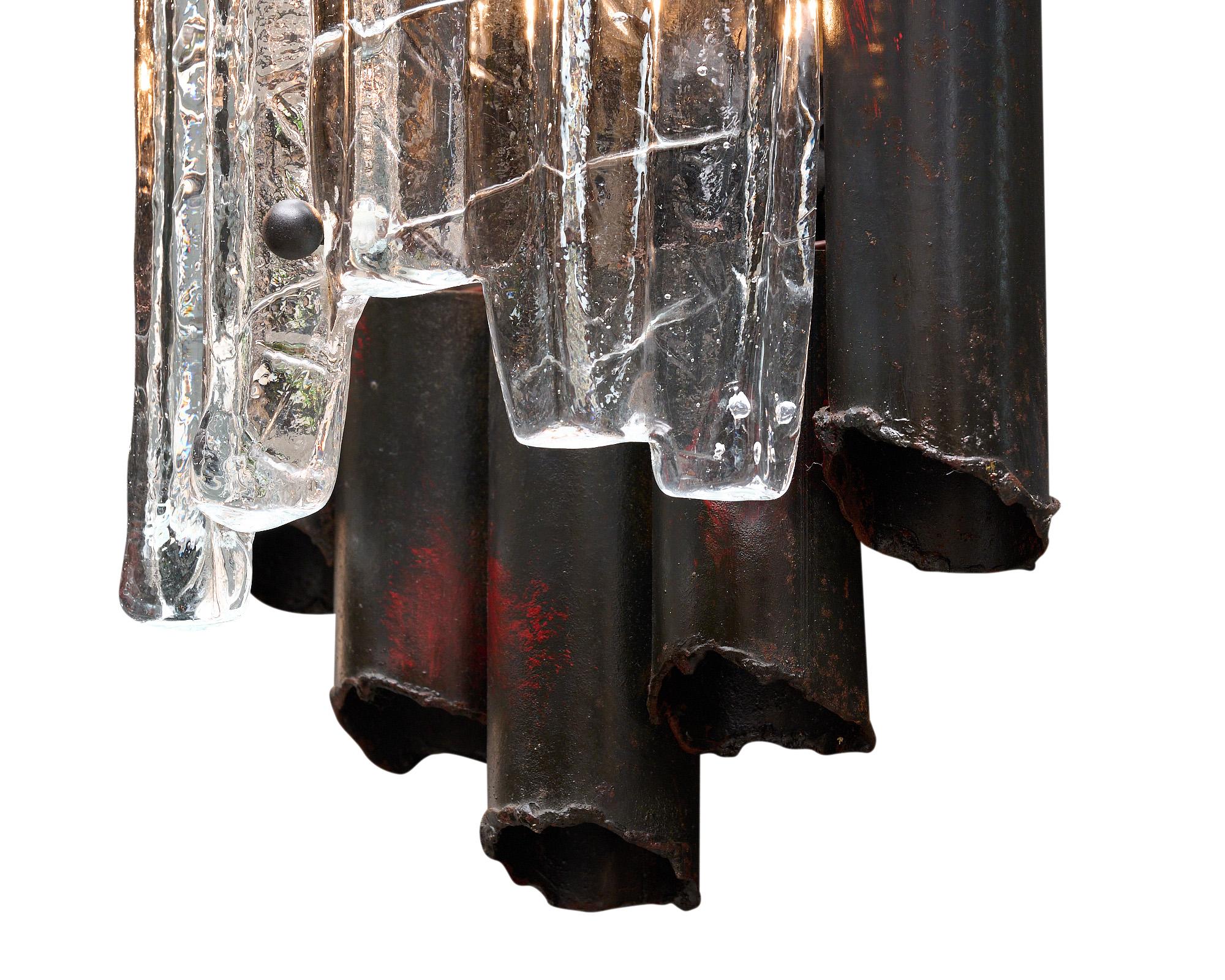 Metal Brutalist Murano Glass Sconces For Sale