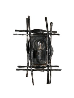 Brutalist Murano Iron Wall Sconce by Tom Ahlstrom and Hans Ehrich 1970s Sweden