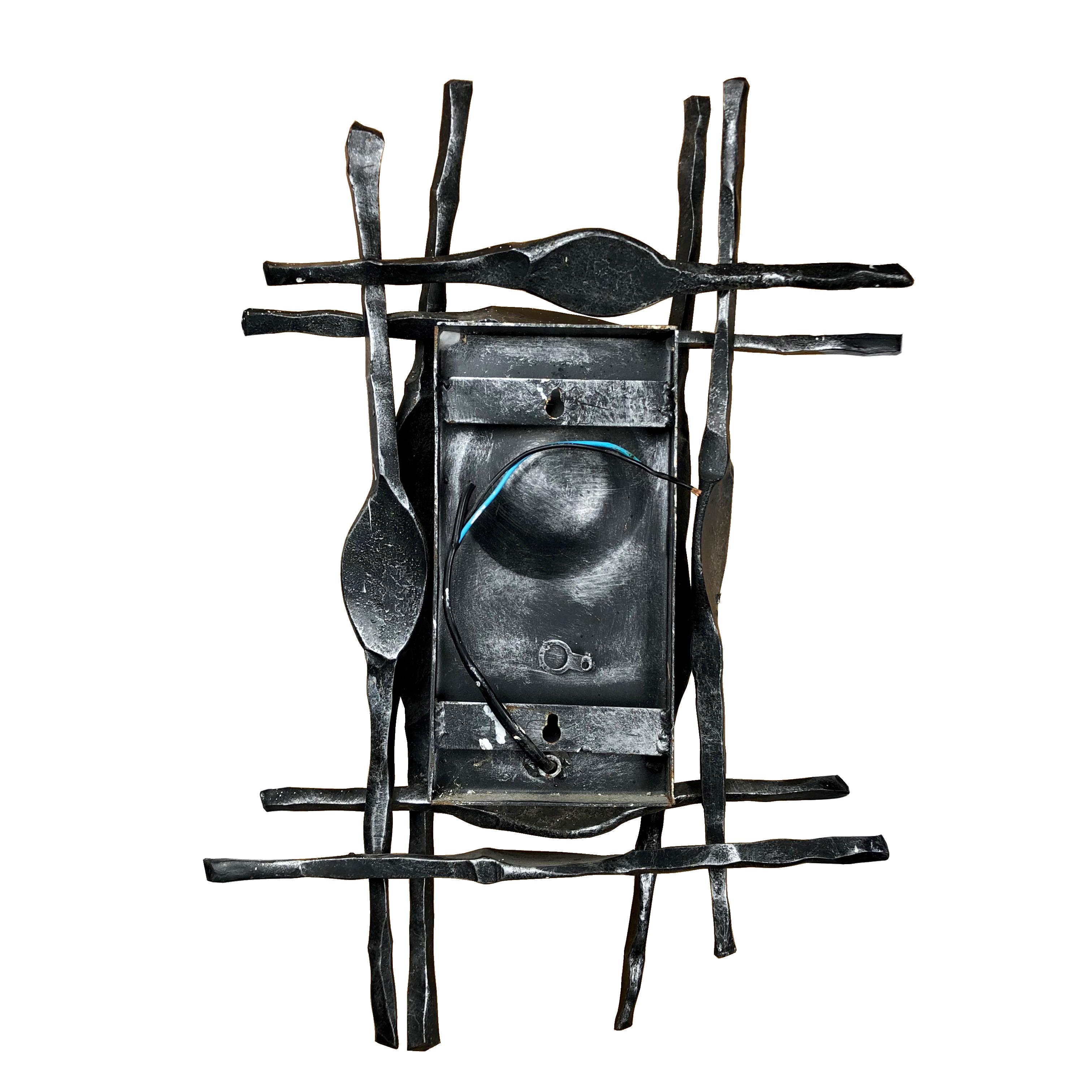 Wrought Iron Brutalist Murano Iron Wall Sconce by Tom Ahlstrom and Hans Ehrich 1970s Sweden 