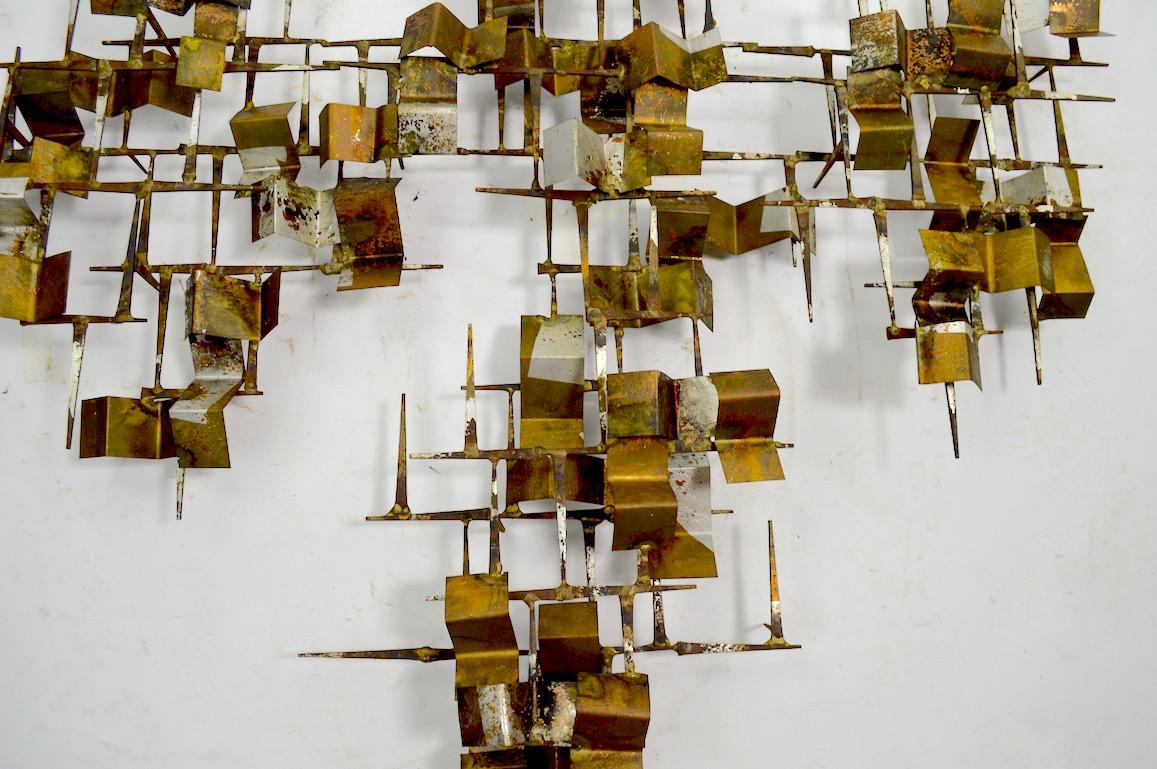 American Brutalist Nail and Mixed Metal Wall Mount Sculpture Attributed to Marc Weinstein