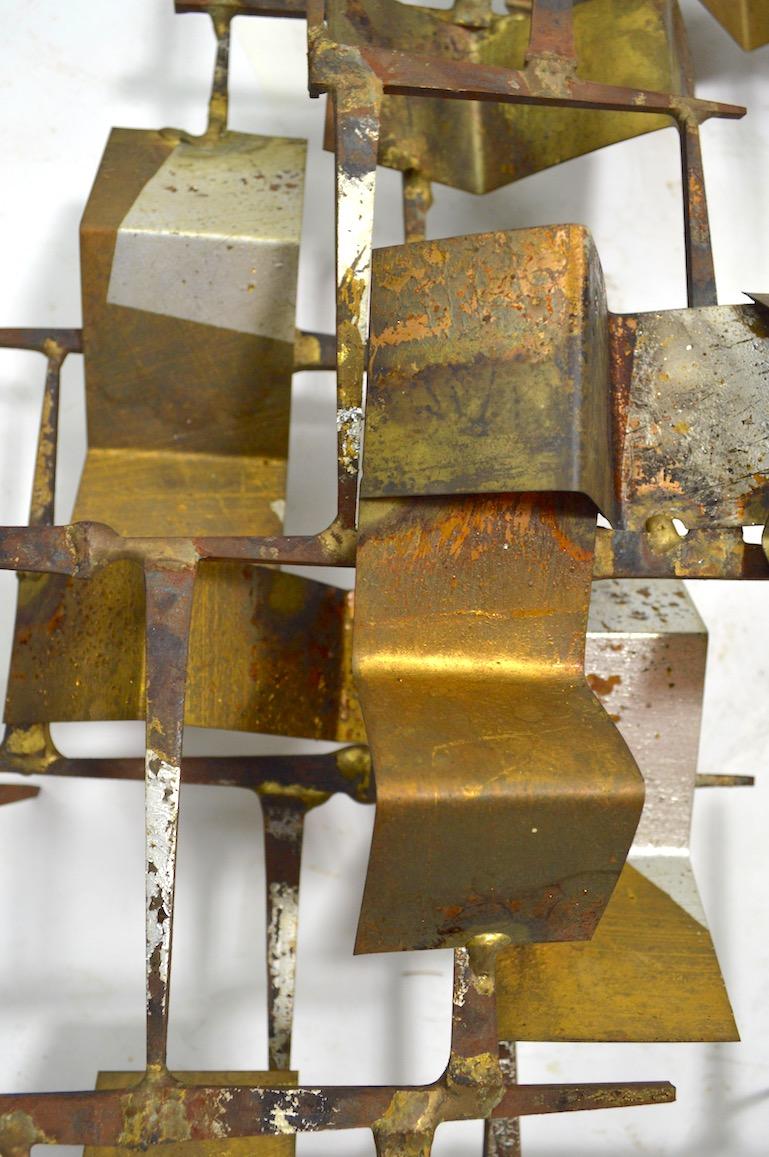 Brutalist Nail and Mixed Metal Wall Mount Sculpture Attributed to Marc Weinstein In Excellent Condition In New York, NY