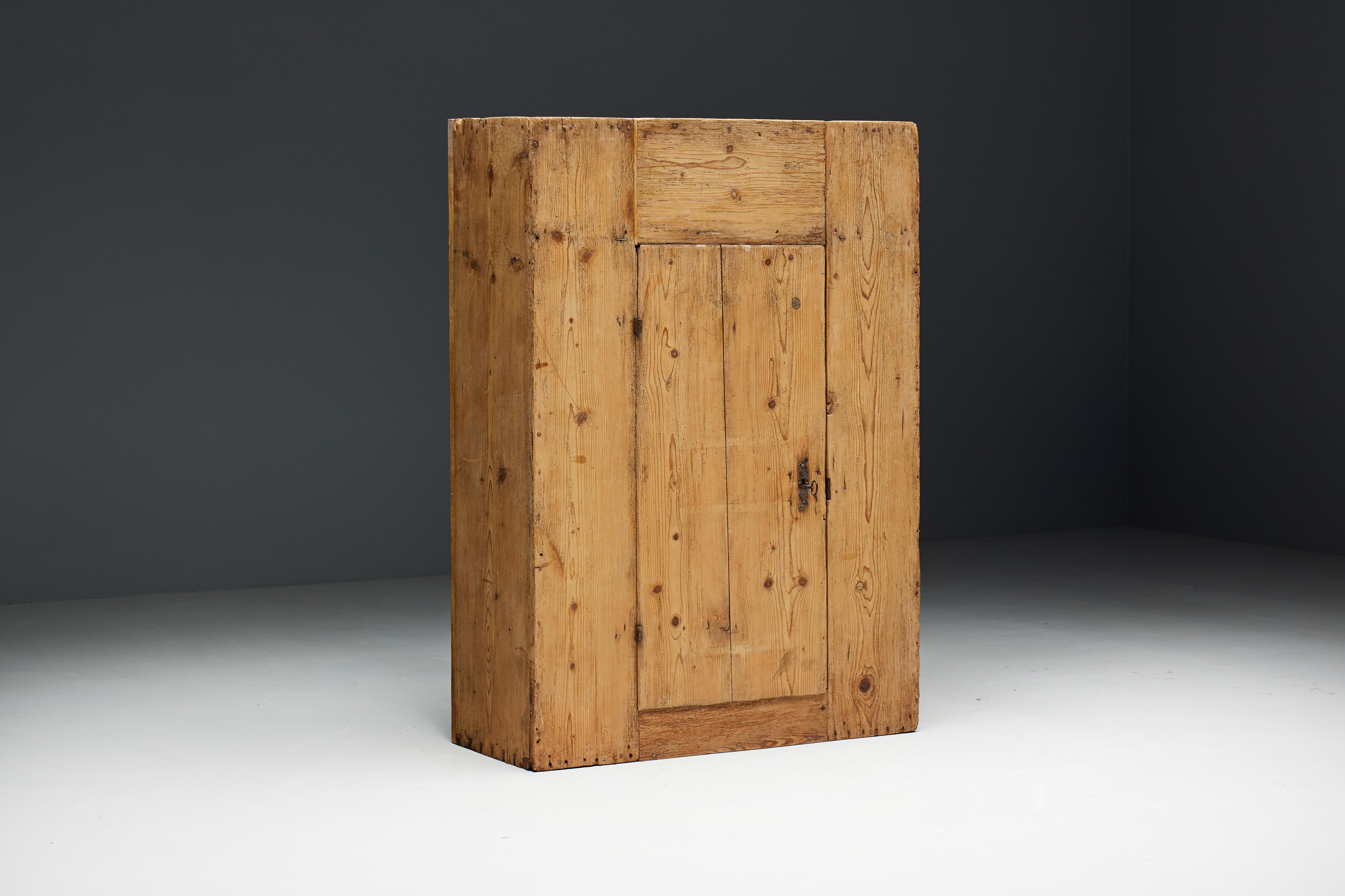 Rustic Brutalist Naive Cabinet, France, Early 19th Century For Sale