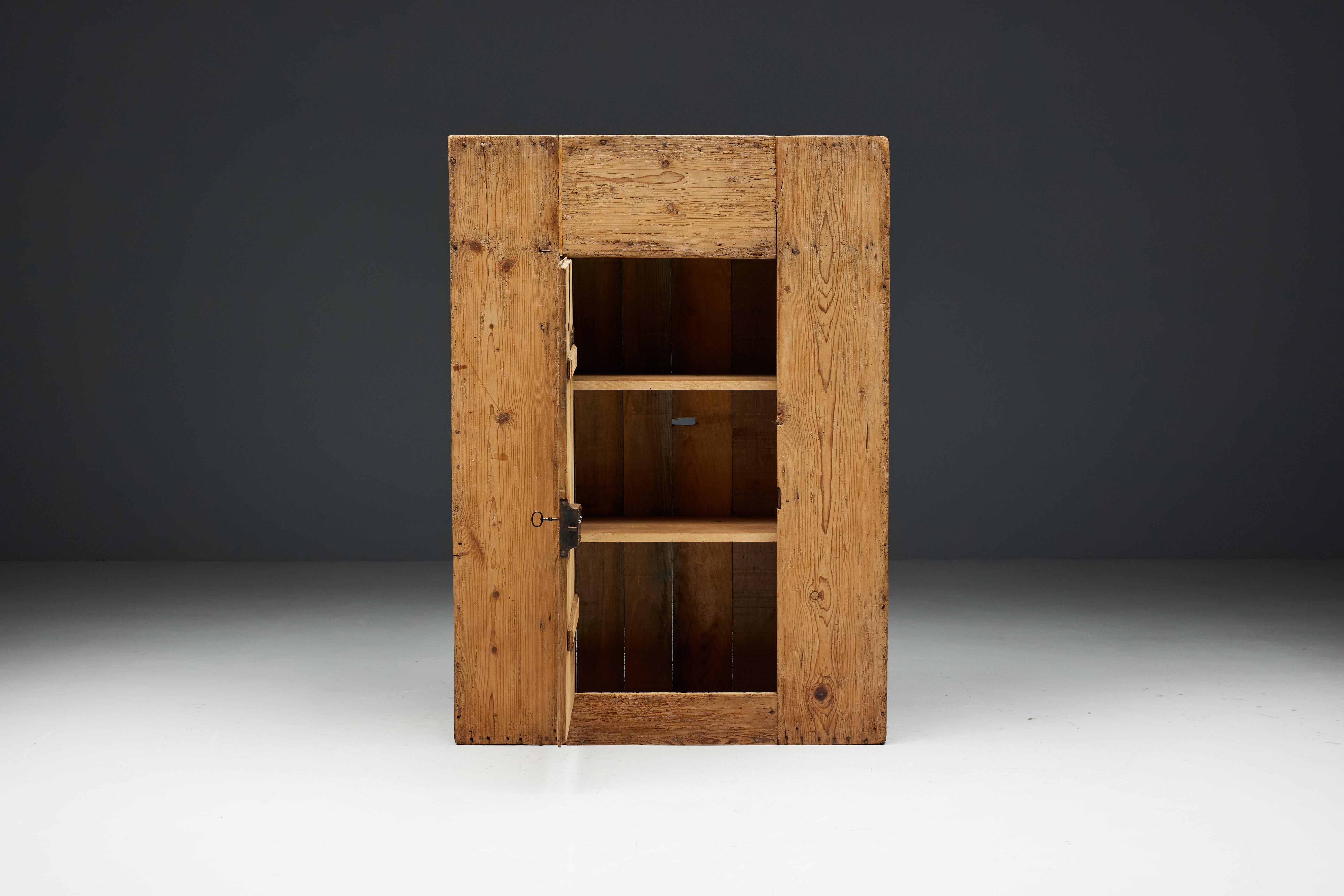 Wood Brutalist Naive Cabinet, France, Early 19th Century For Sale