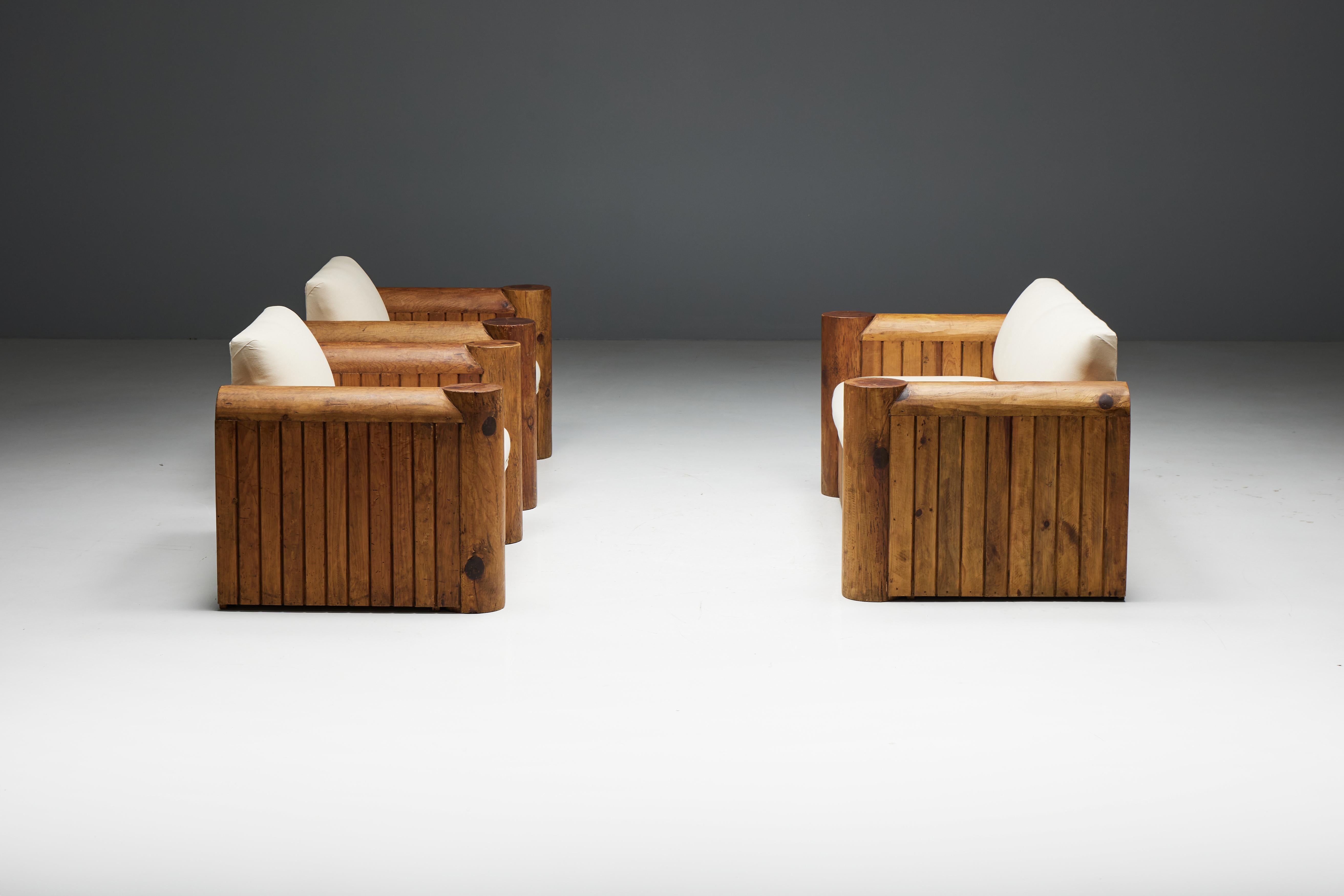 Brutalist Naive Lounge Chairs, France, 1940s For Sale 11