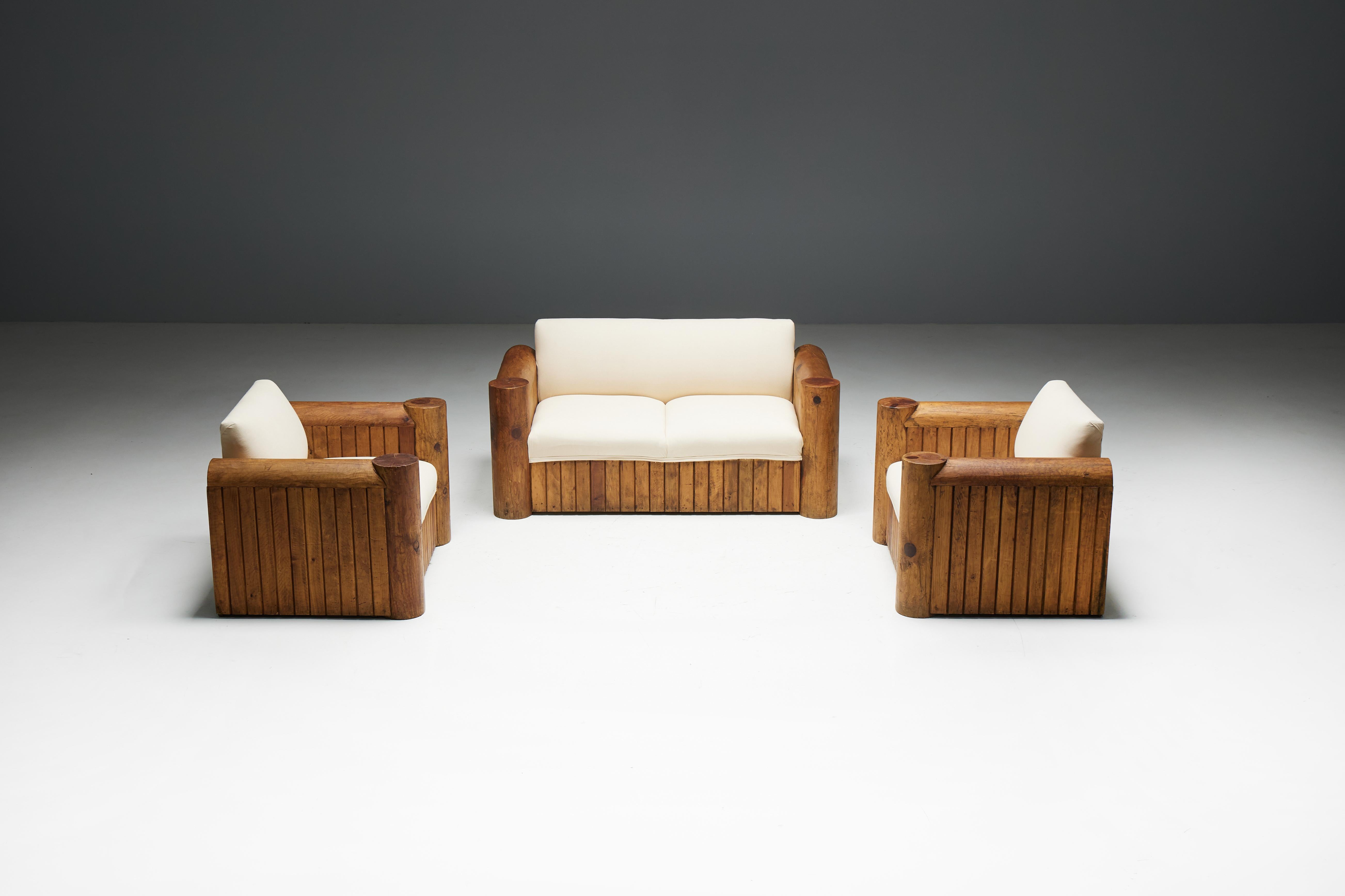 Brutalist Naive Lounge Chairs, France, 1940s For Sale 13