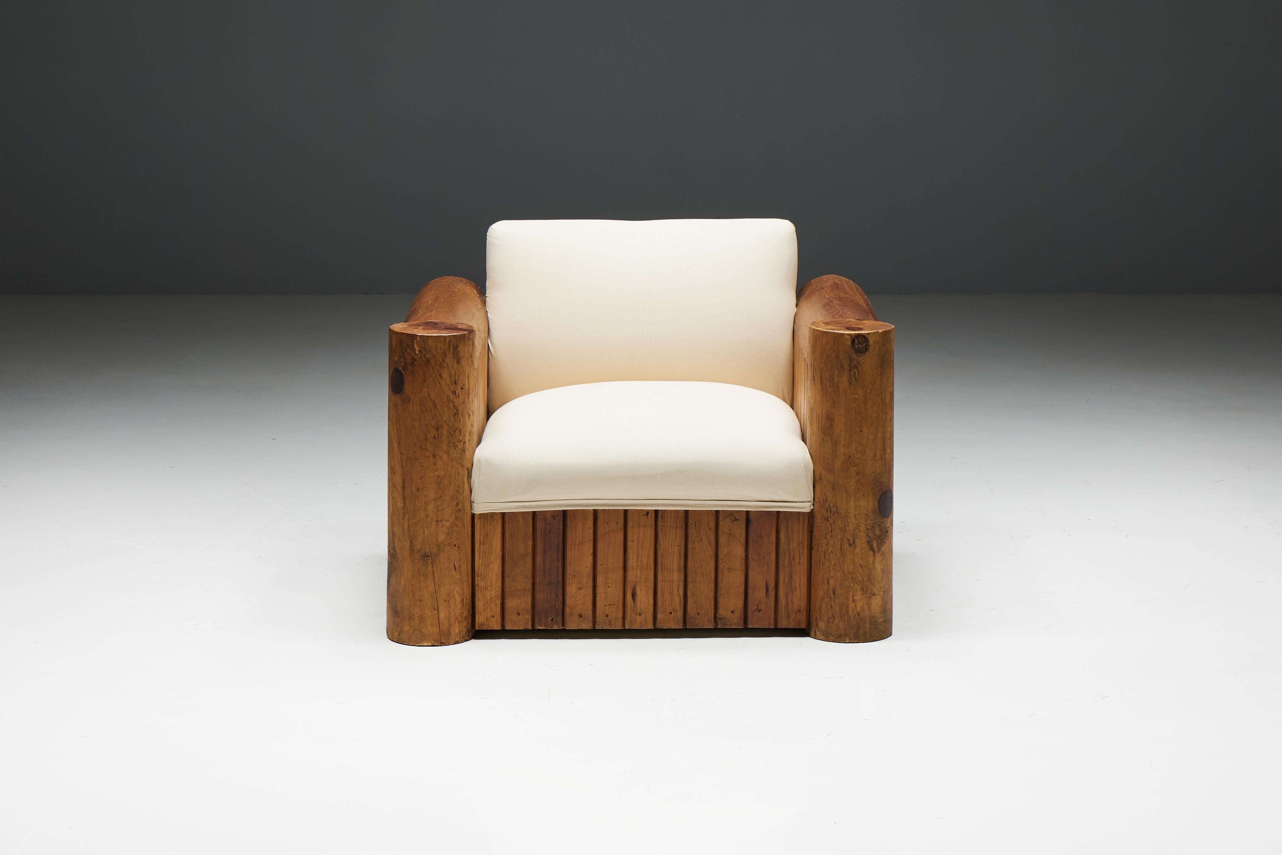 Brutalist Naive Lounge Chairs, France, 1940s For Sale 1