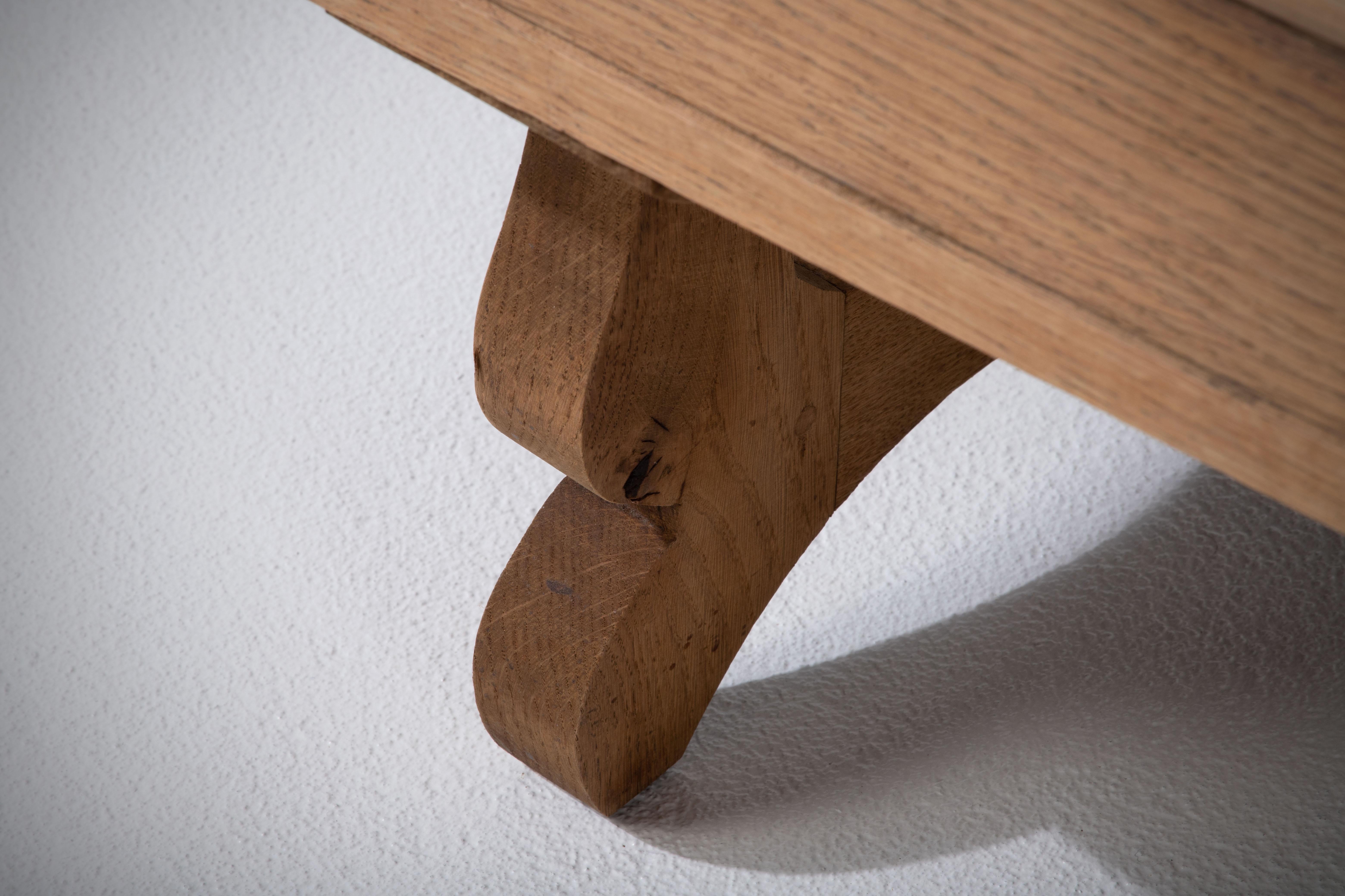 Brutalist Natural Oak Sideboard, France, 1940 For Sale 11