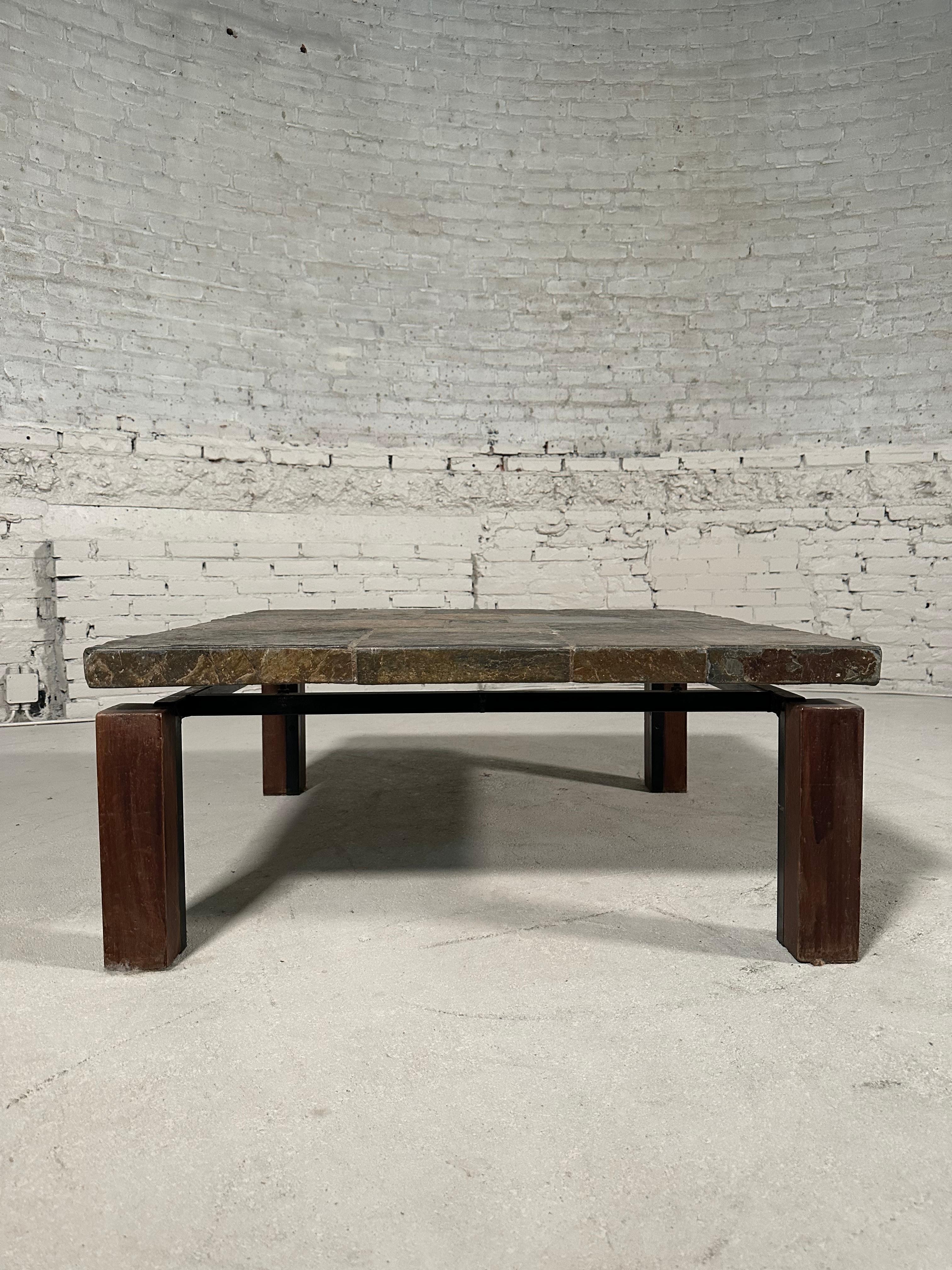 European Brutalist Natural Stone Coffee Table For Sale