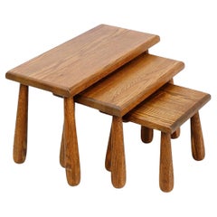 Tavolini brutalisti in Oak - Set di 3 - Anni '60