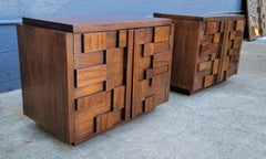 Brutalist Nightstands by Lane Furniture "Staccato" Line 1970's