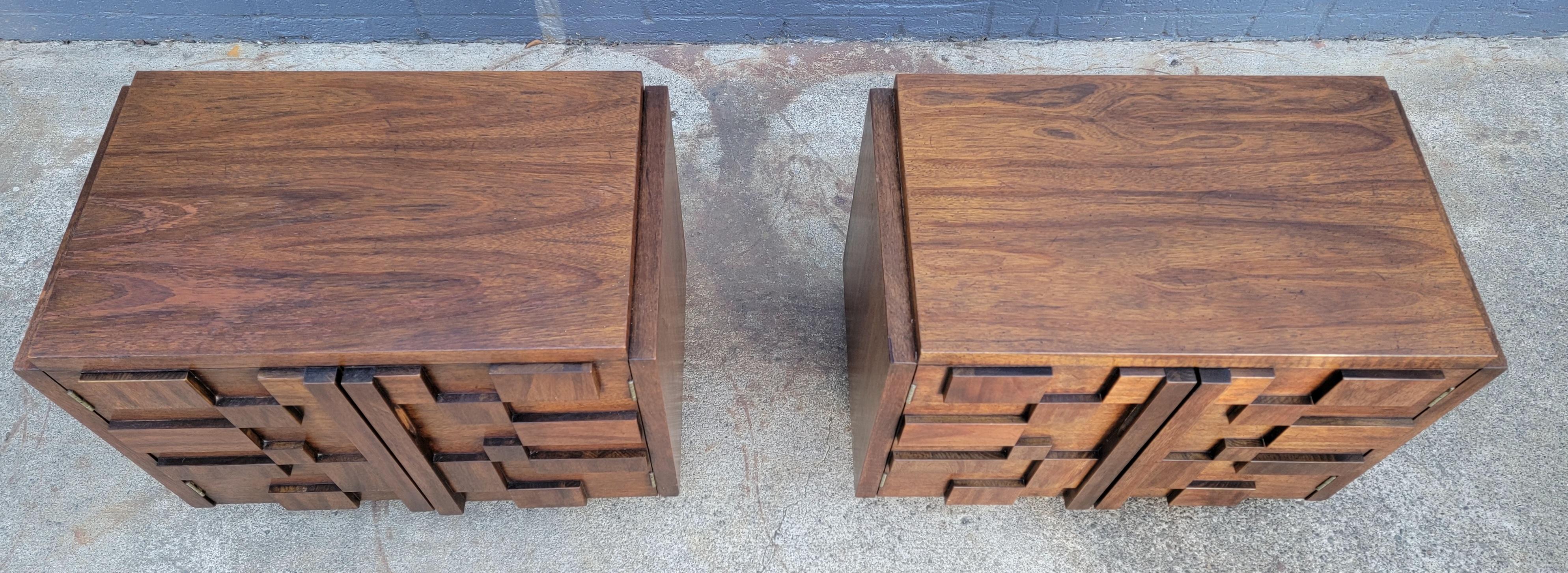20th Century Brutalist Nightstands by Lane Furniture 