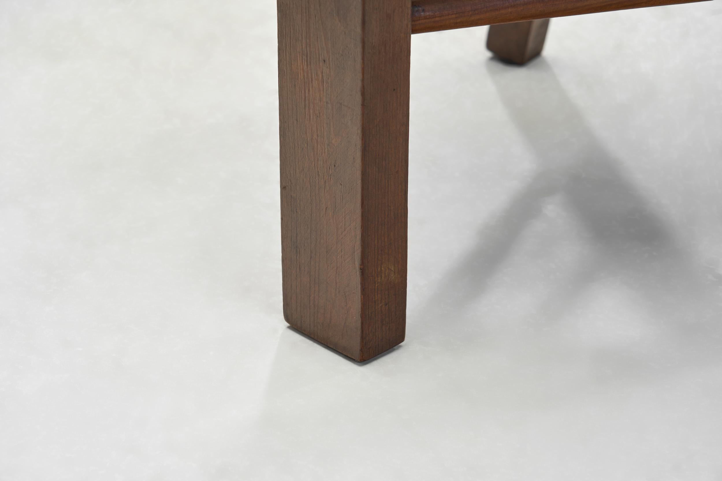 Chaise tripode brutaliste en chêne et rotin, Europe 20ème siècle 6