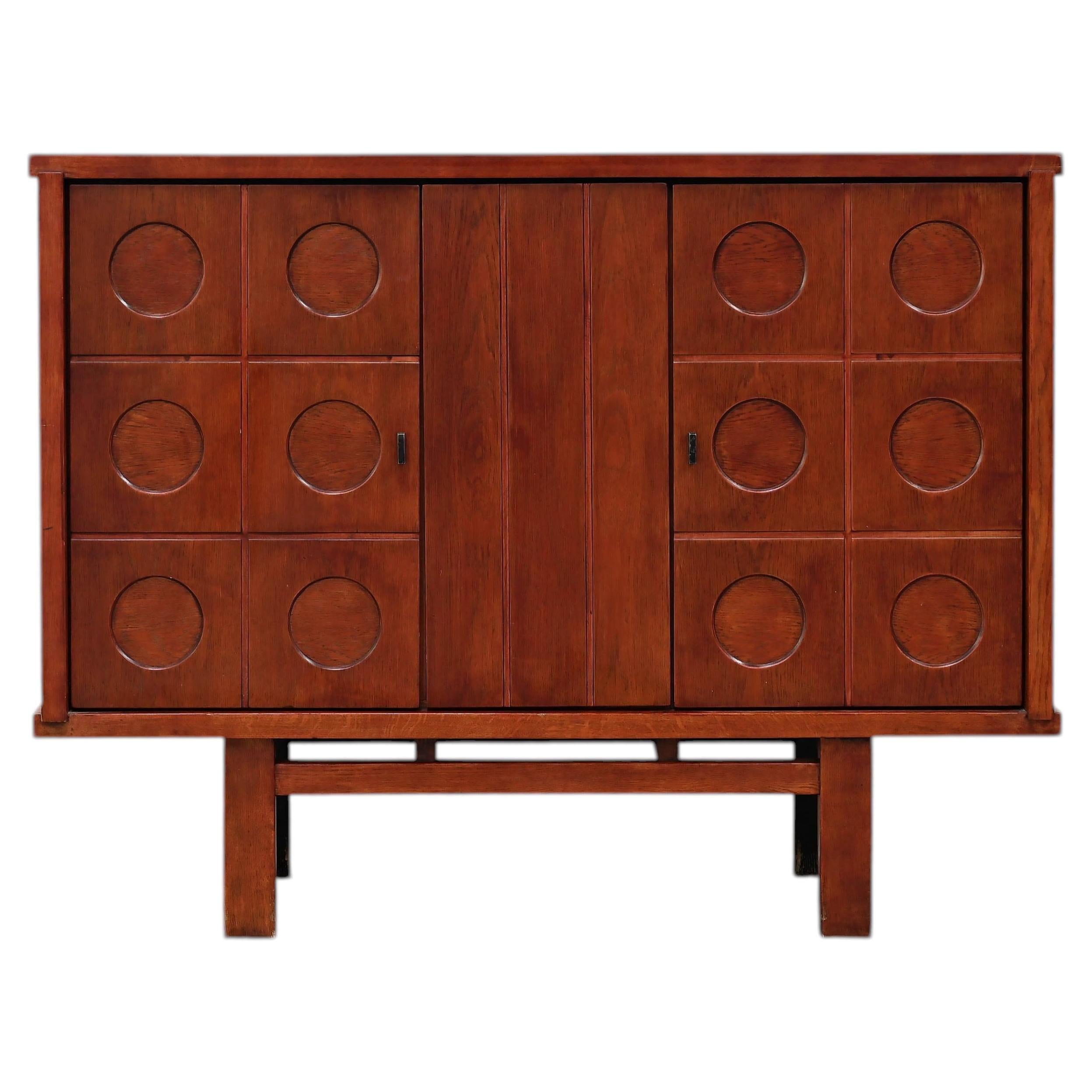 Brutalist Oak Bar Cabinet, Belgium, 1970s