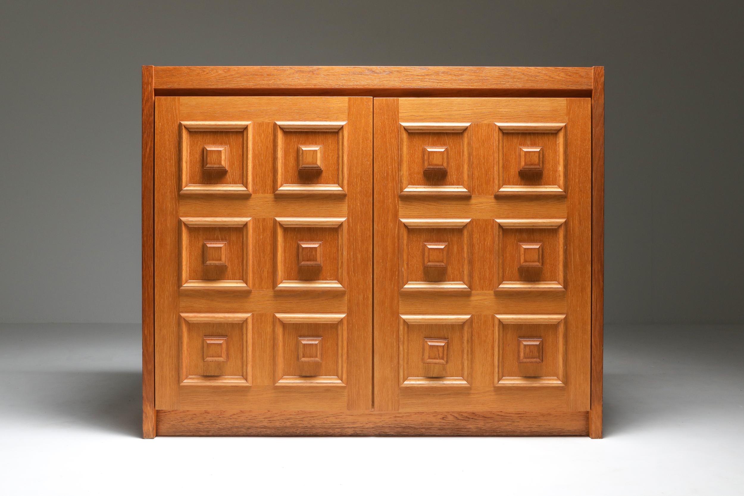 Late 20th Century Brutalist Oak Bar Cabinet by De Coene
