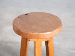 Brutalist Oak Bar Stools, French c. 1970s