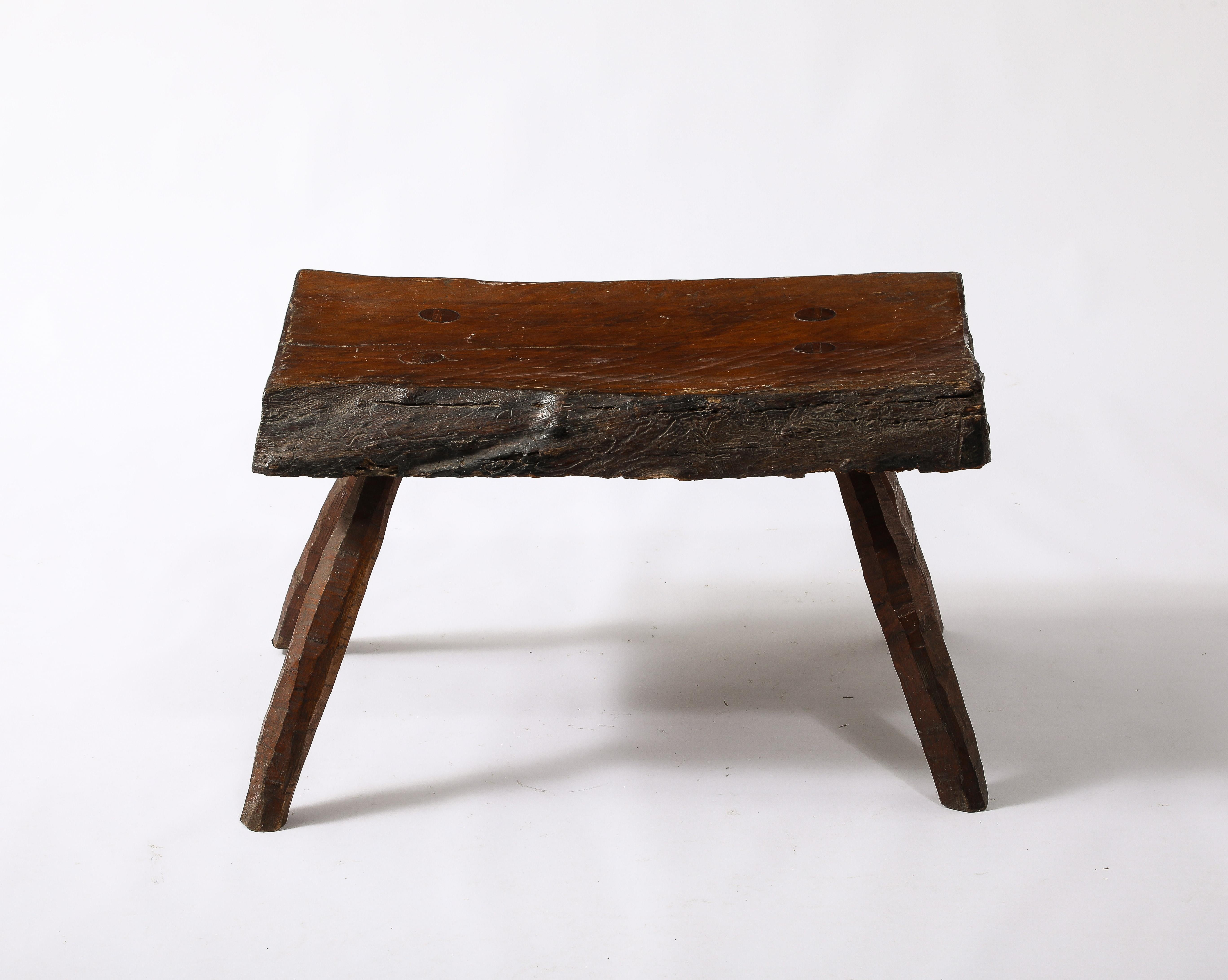 Brutalist Oak Bench, France 1950's In Good Condition In New York, NY