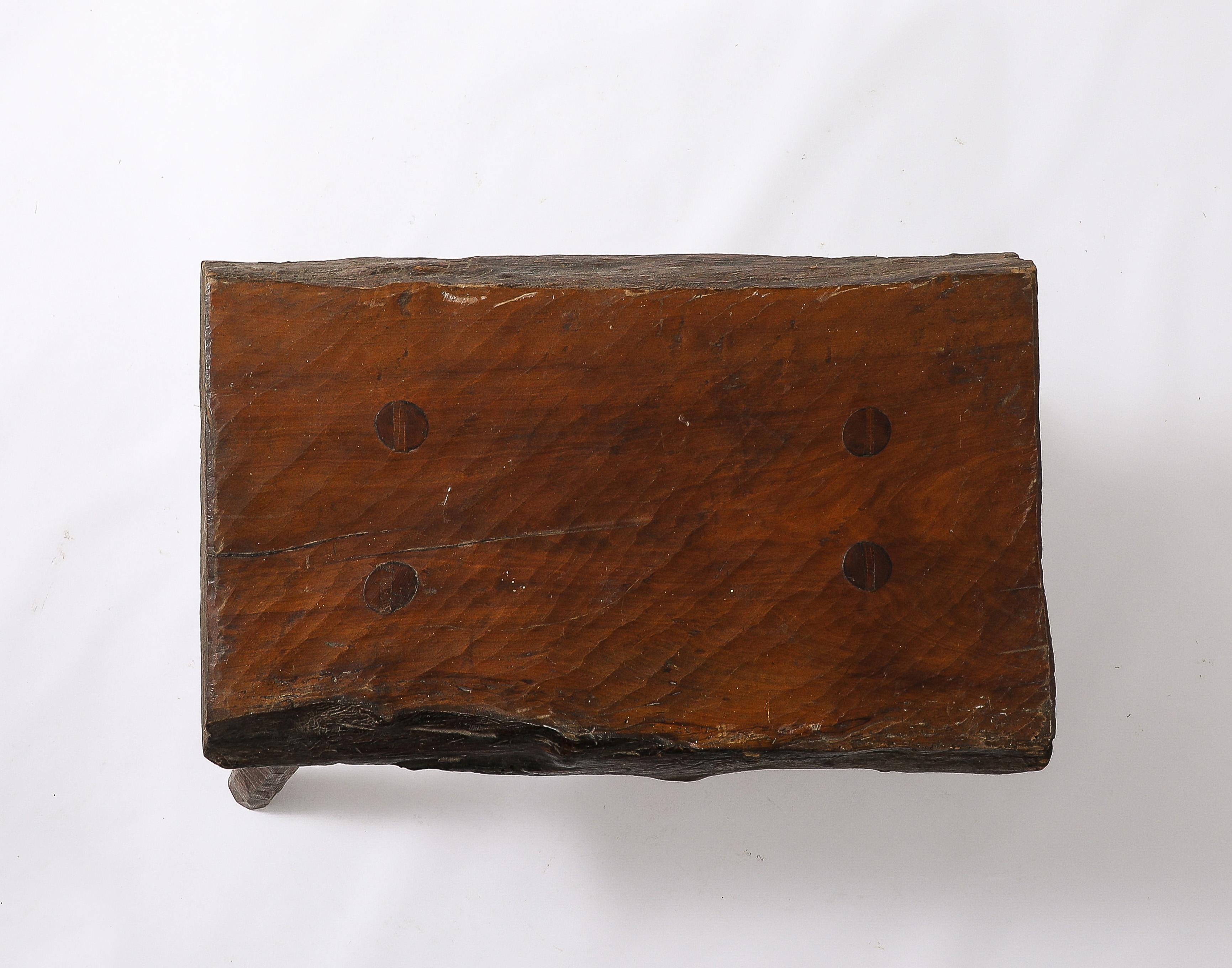 Brutalist Oak Bench, France 1950's 2