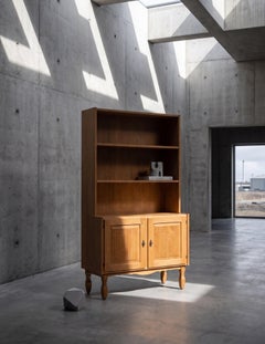 Brutalist Oak Bookcase Attributed to Henning Kjærnulf, Denmark, 1960s