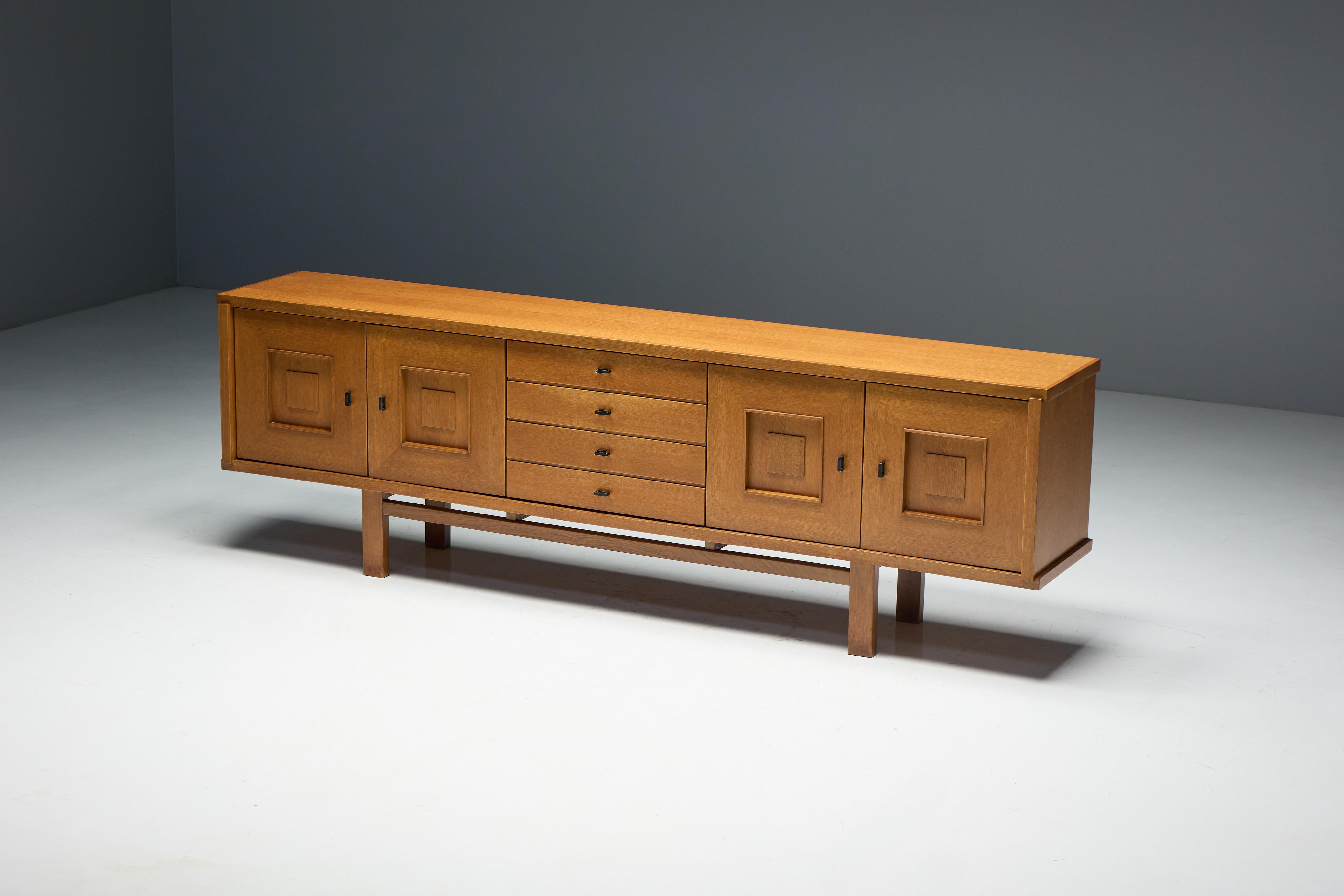 Brutalist Oak Buffet, Belgium, 1960s For Sale 7