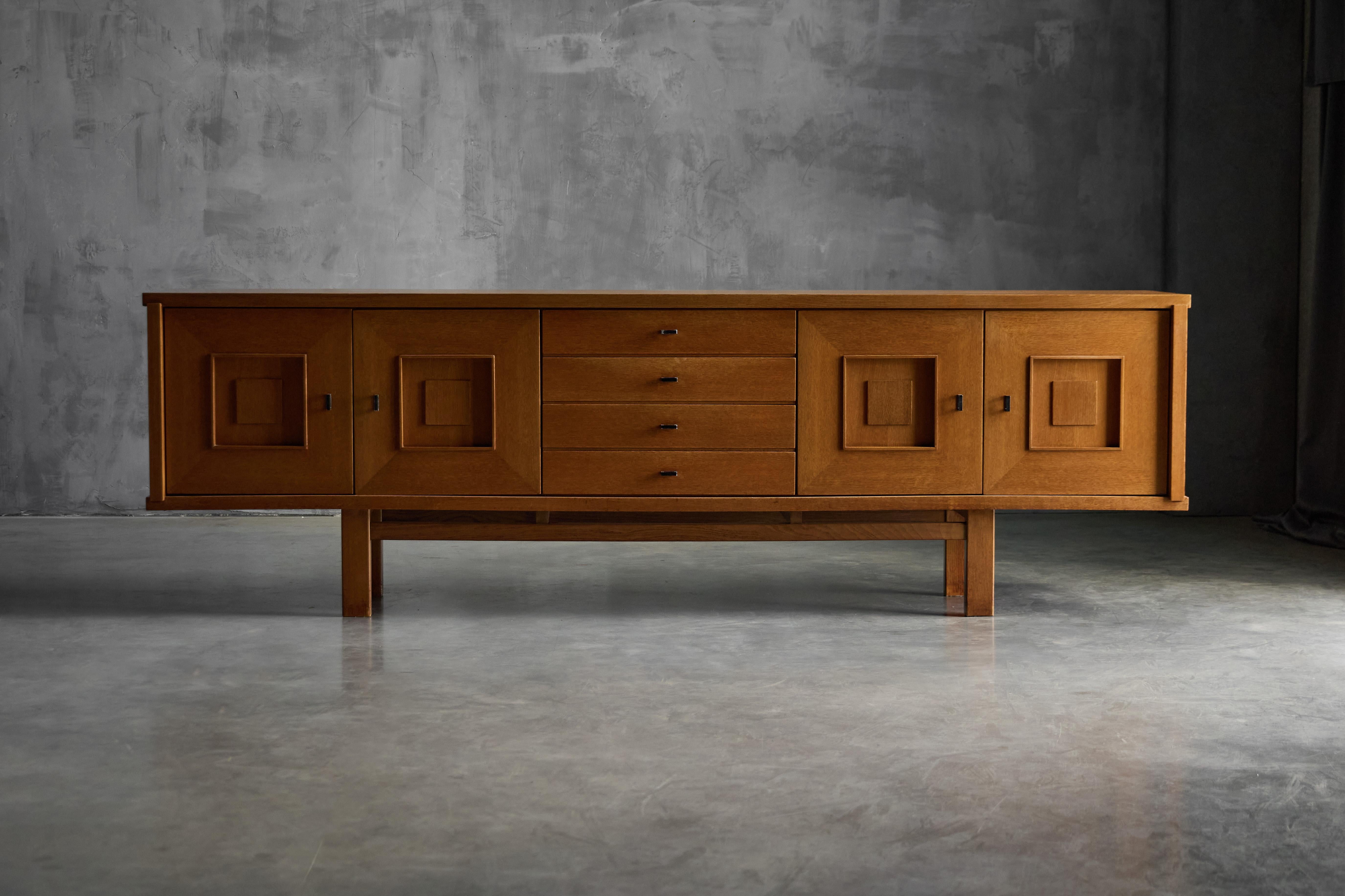 Belgian Brutalist Oak Buffet, Belgium, 1960s For Sale