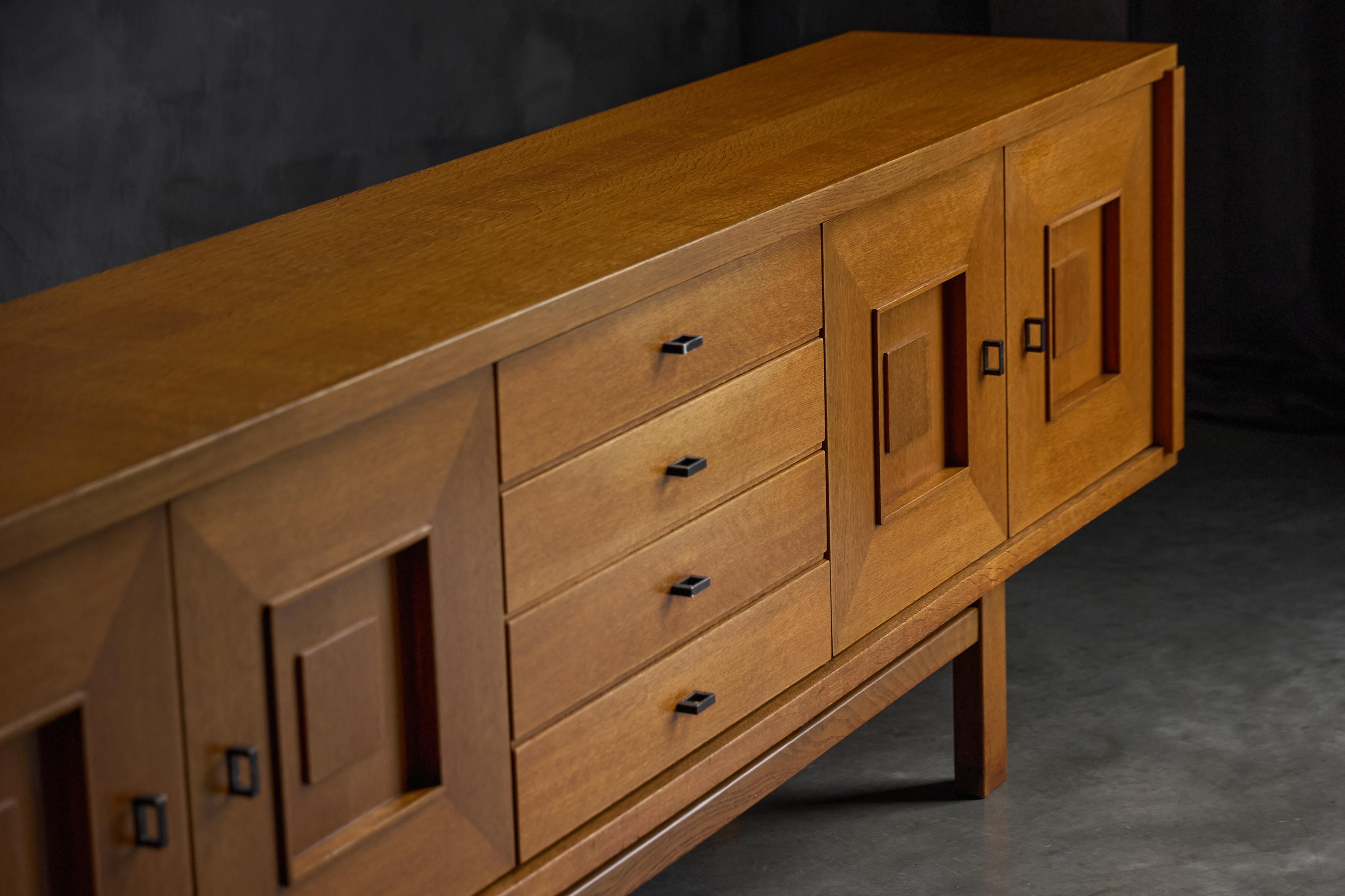Metal Brutalist Oak Buffet, Belgium, 1960s For Sale