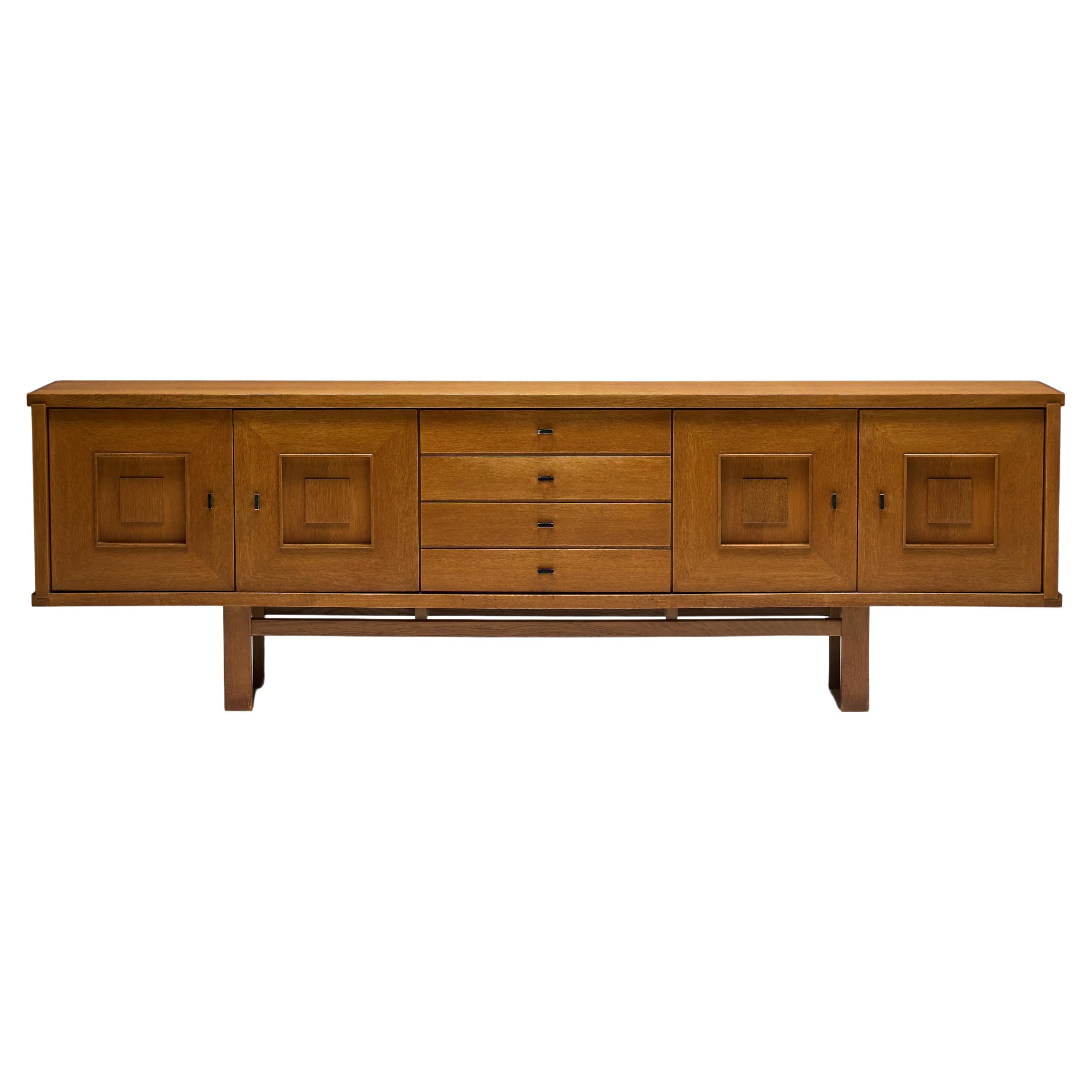 Brutalist Oak Buffet, Belgium, 1960s For Sale