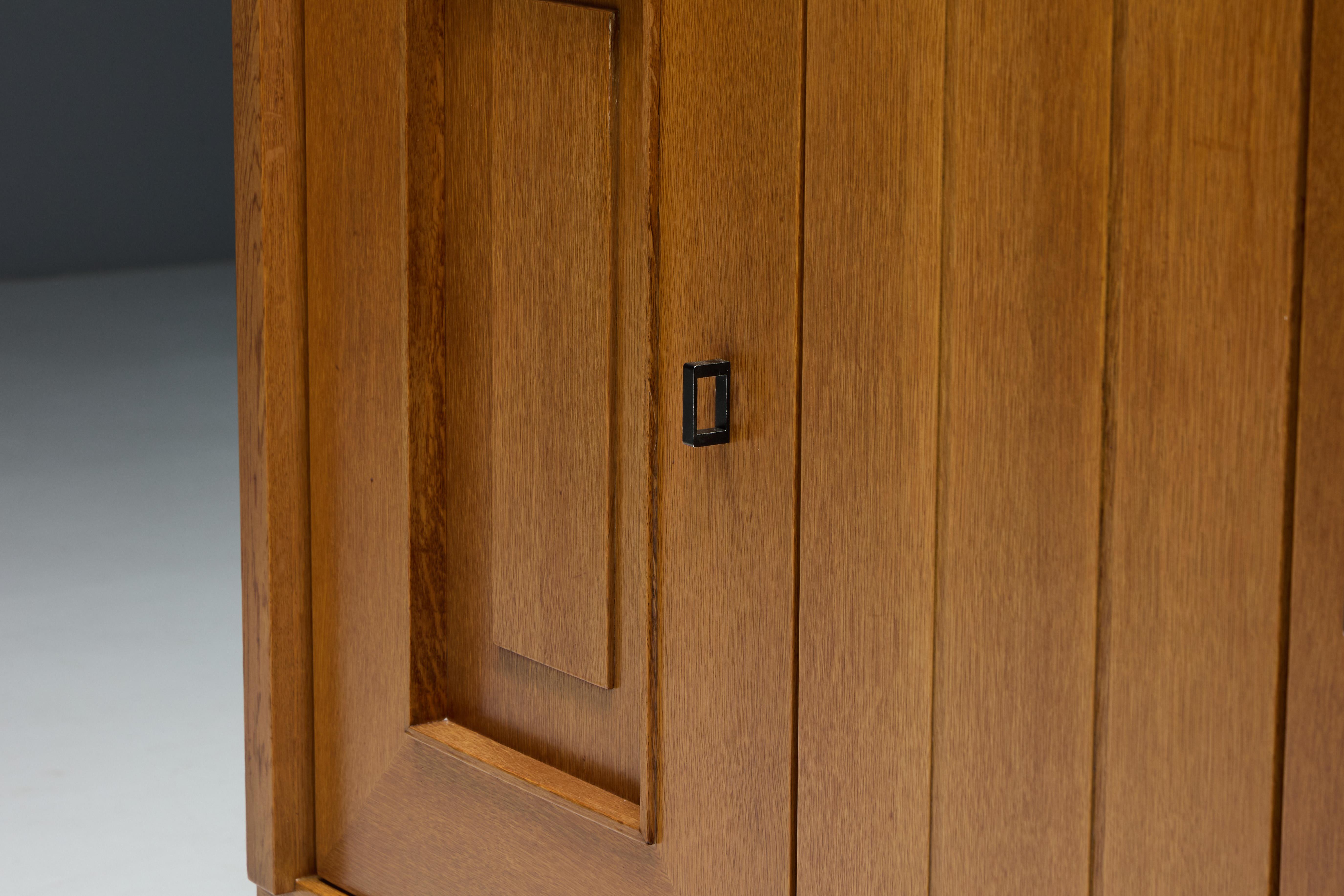 Brutalist Oak Cabinet, Belgium, 1960s For Sale 7
