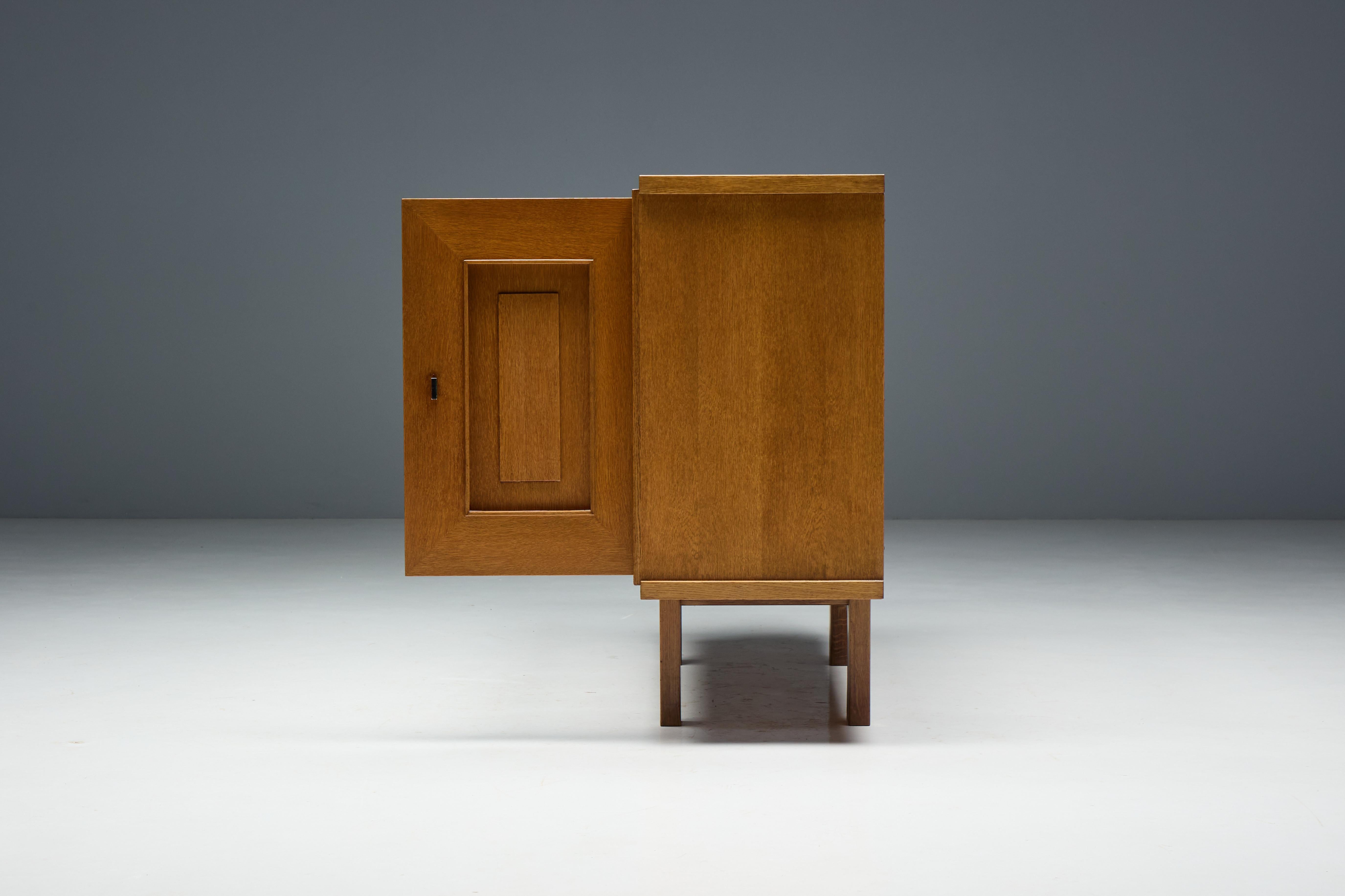 Brutalist Oak Cabinet, Belgium, 1960s For Sale 9