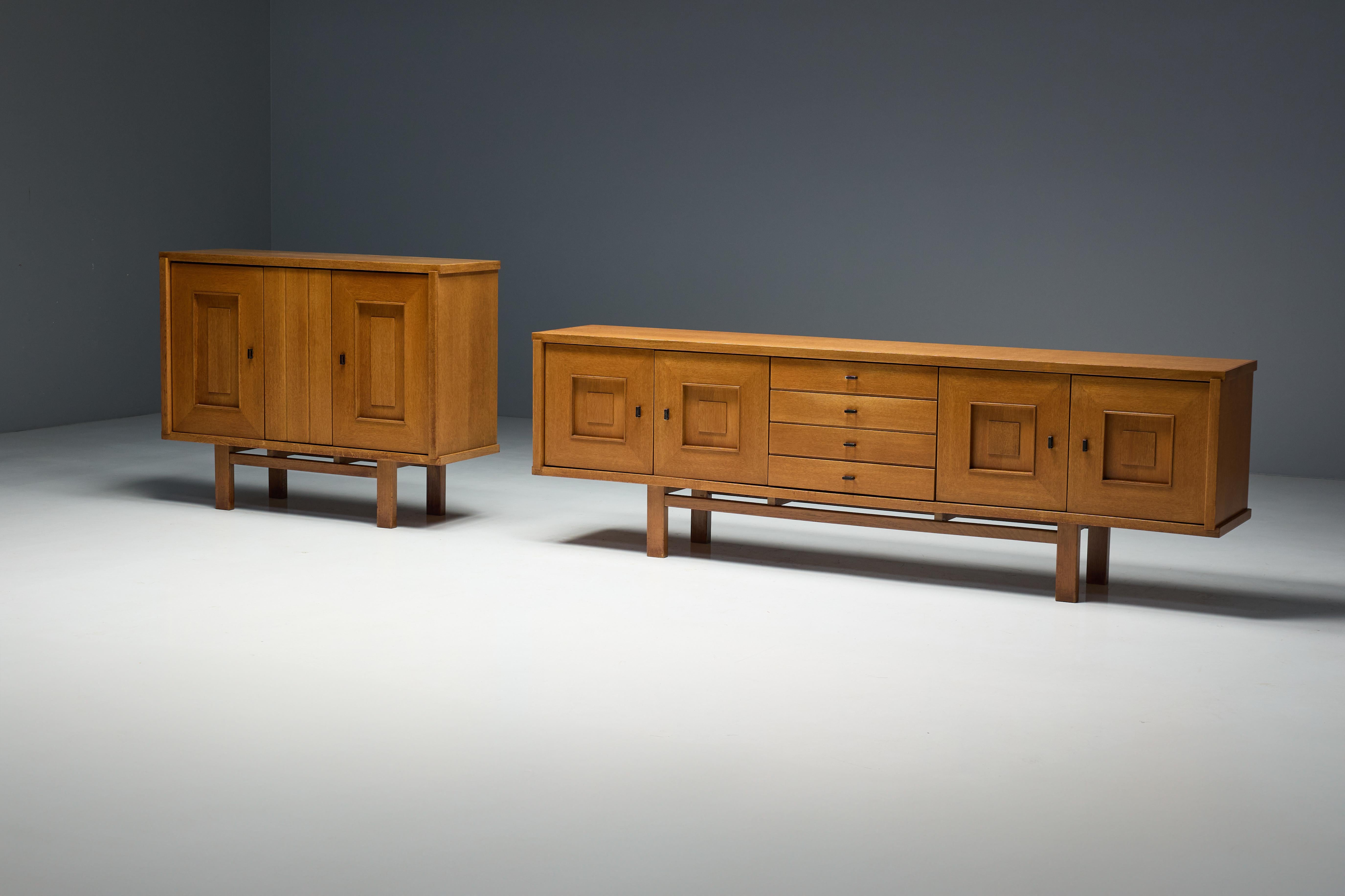 Brutalist Oak Cabinet, Belgium, 1960s For Sale 13