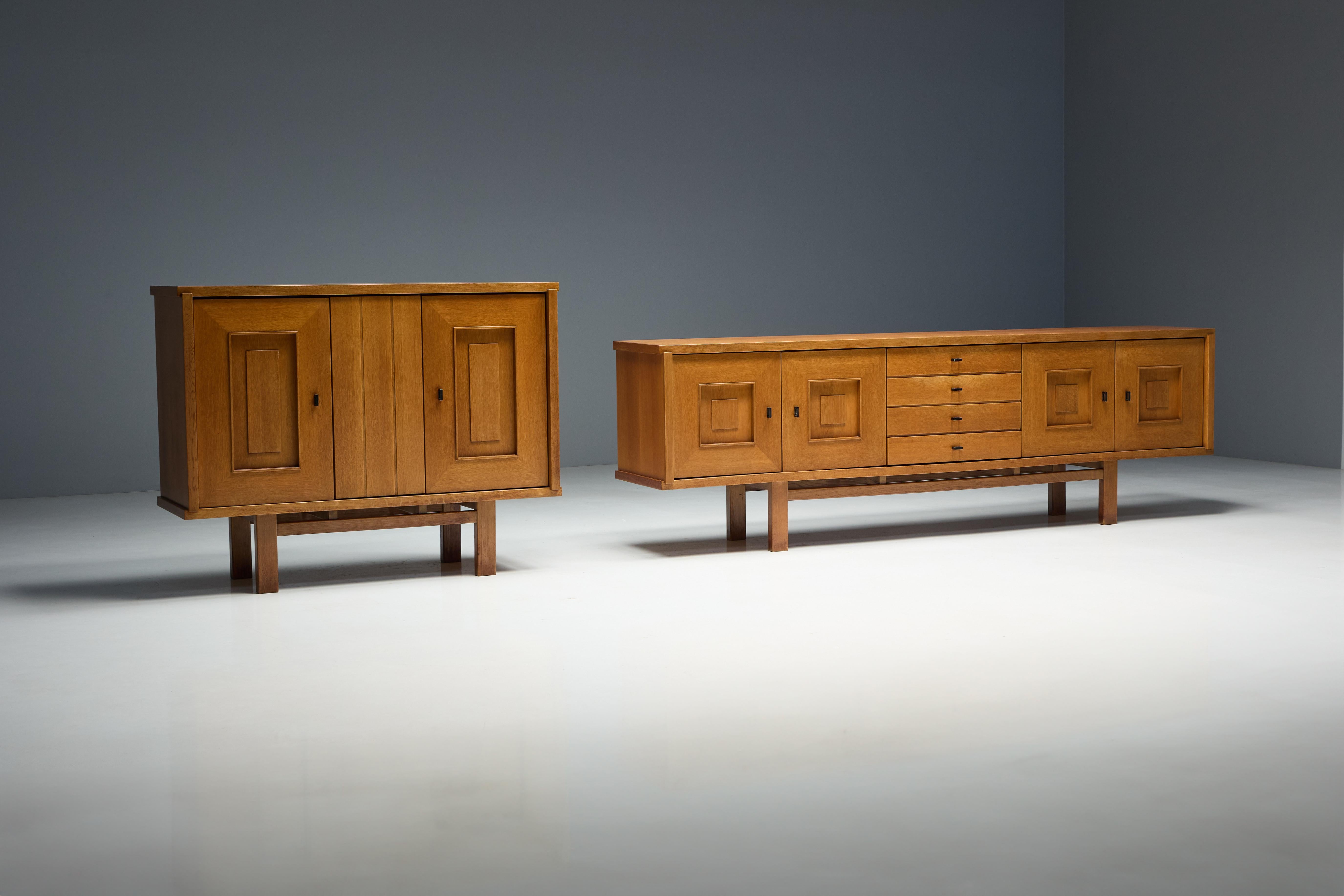 Brutalist Oak Cabinet, Belgium, 1960s For Sale 14