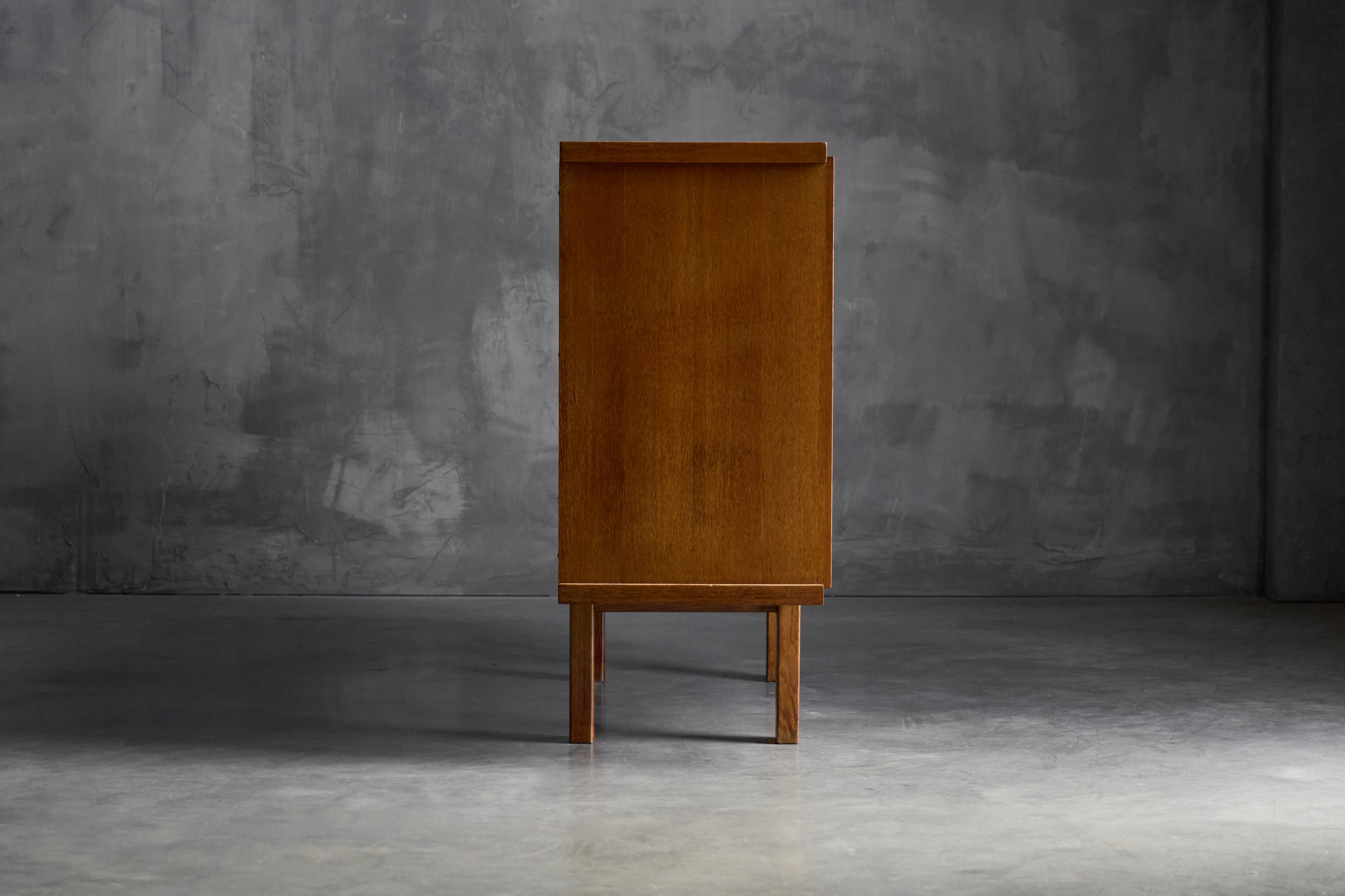 Metal Brutalist Oak Cabinet, Belgium, 1960s For Sale