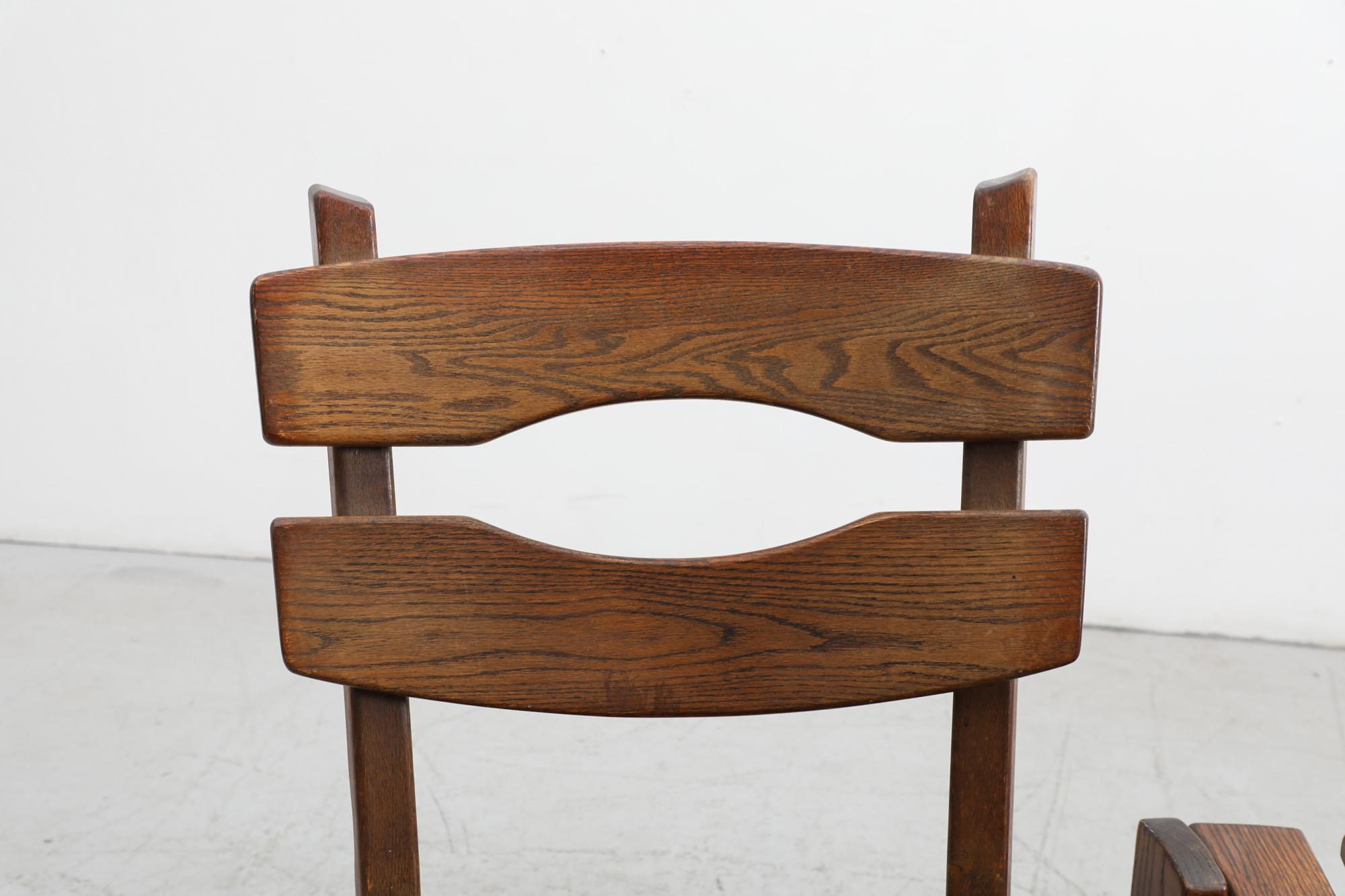 Brutalist Oak Chair and Table Sets by AWA Almelo 6