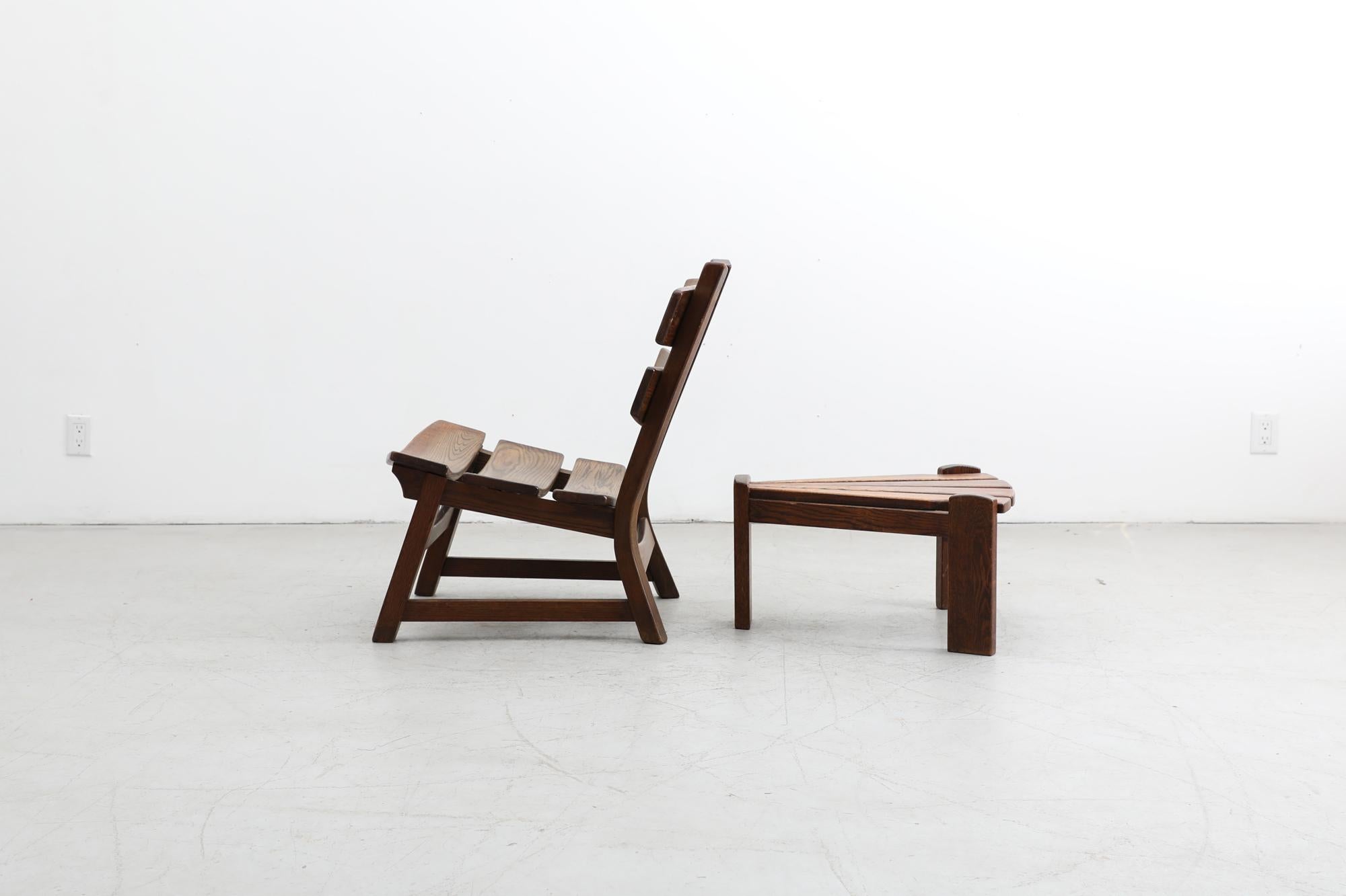 Mid-20th Century Brutalist Oak Chair and Table Sets by AWA Almelo