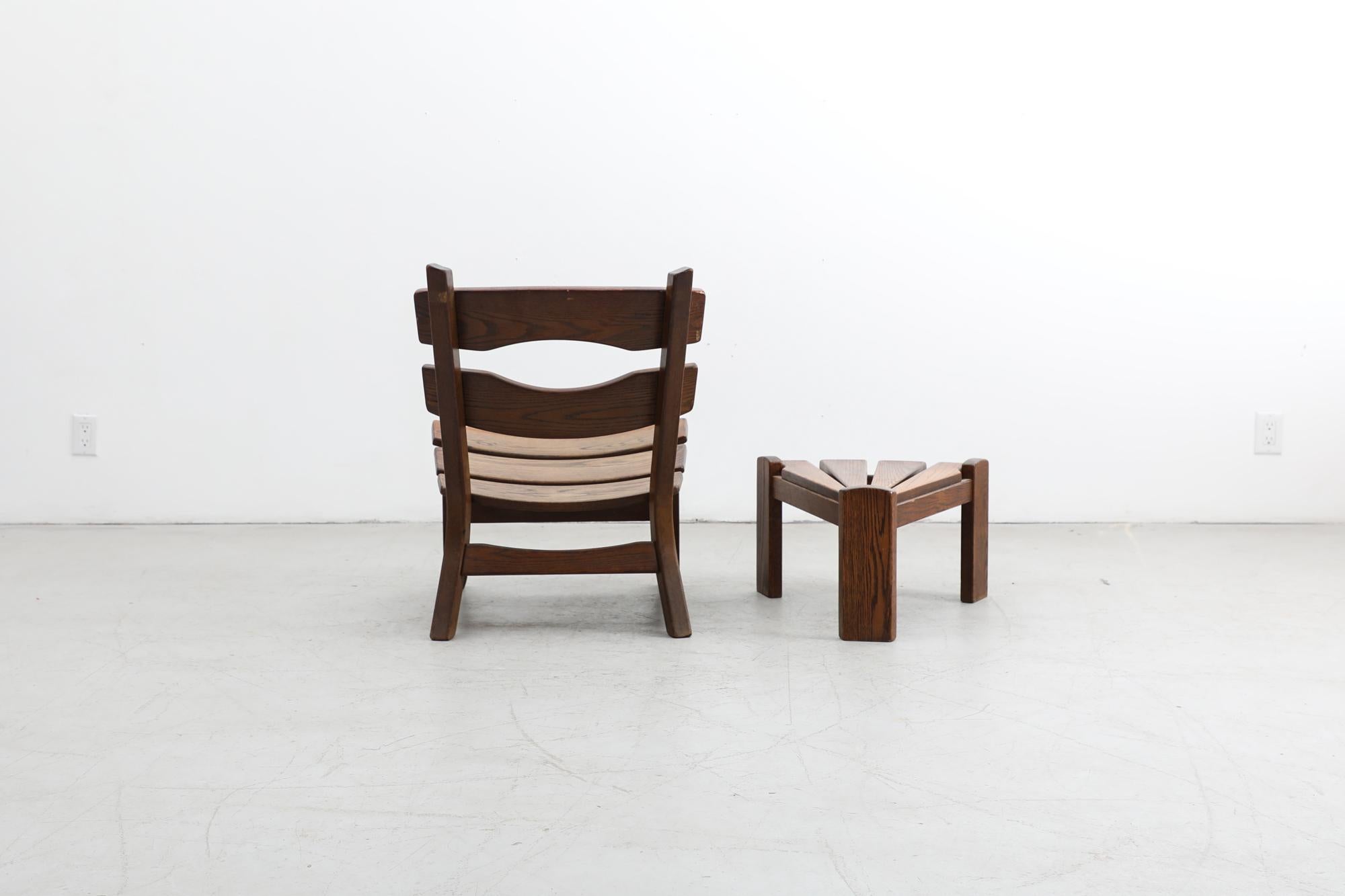 Brutalist Oak Chair and Table Sets by AWA Almelo 2