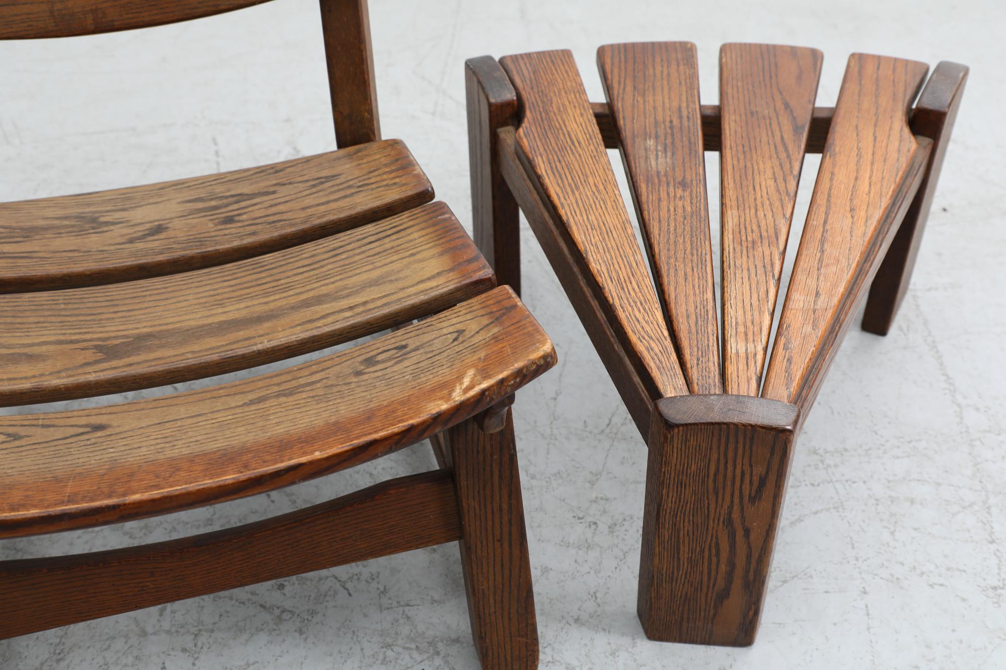 Brutalist Oak Chair and Table Sets by AWA Almelo 3