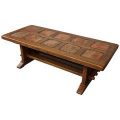 Brutalist oak coffee table by Maison De Tonge, France 1970
s