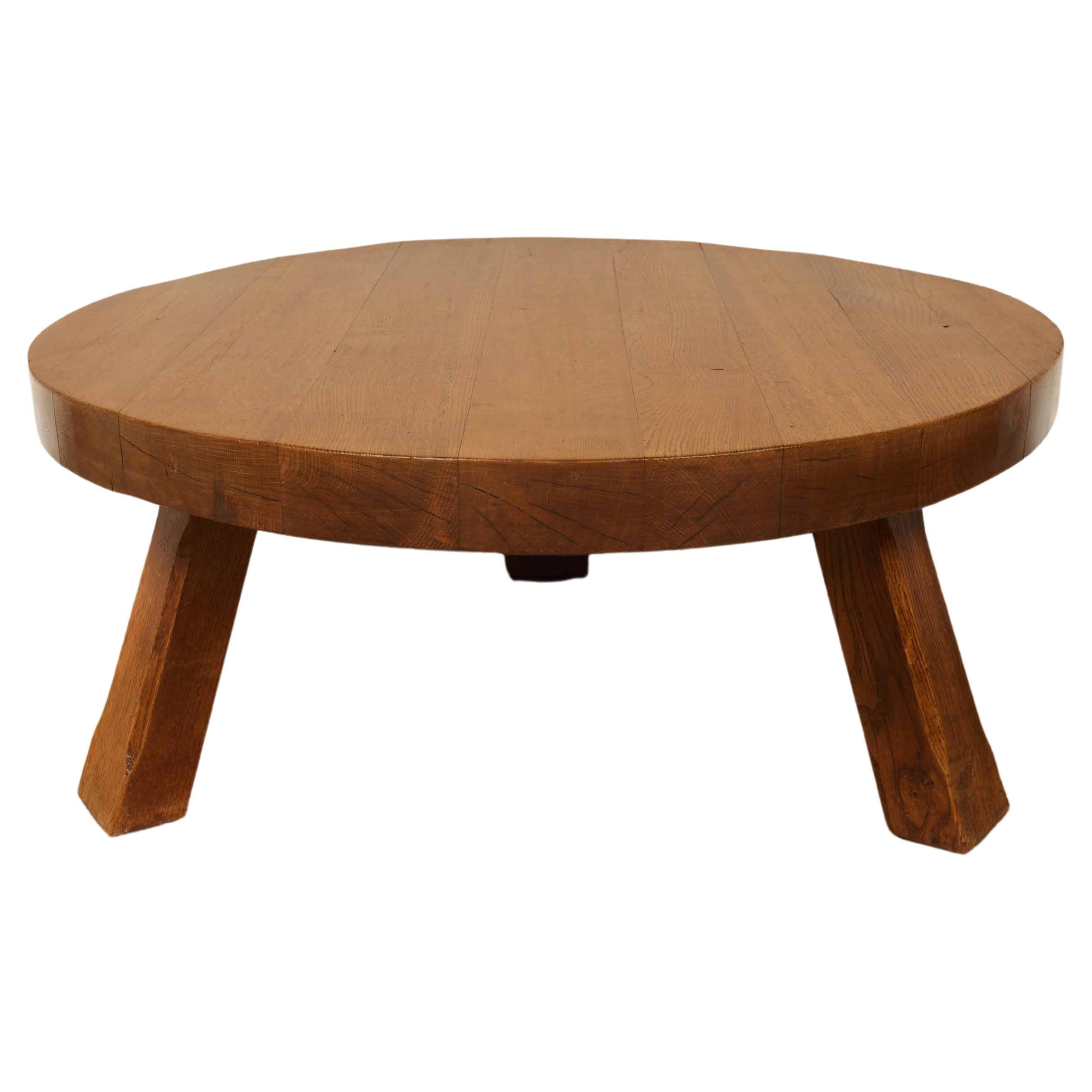 Brutalist Oak Coffee Table Danish - Mid Century For Sale