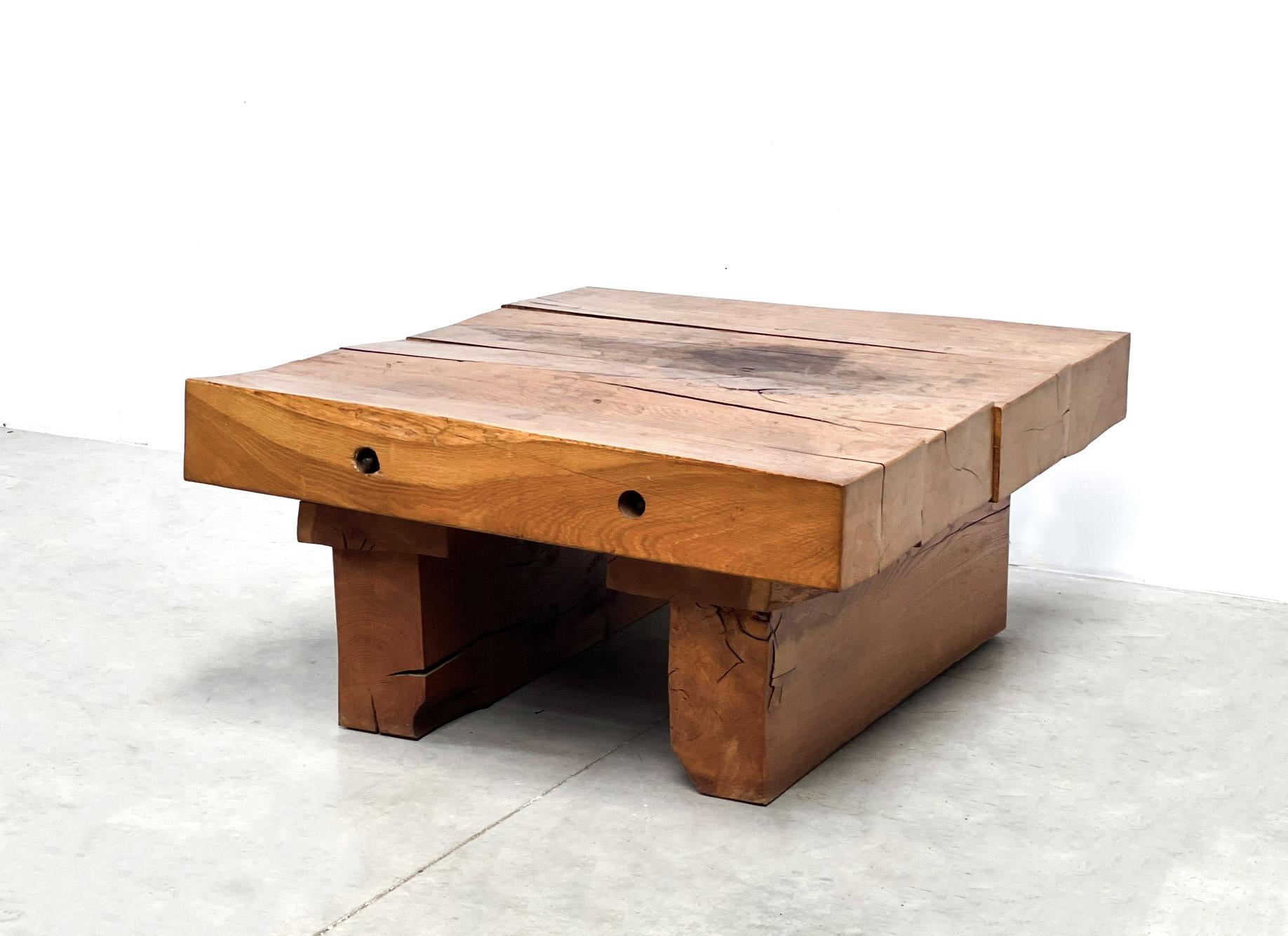 Design in its purest form. A very heavy oak coffee table made in the 80s. The wood has acquired a very nice patina over the years. The table is a very large and heavy piece. This was probably made in Germany. 

 

 

Measurements: 

97cm