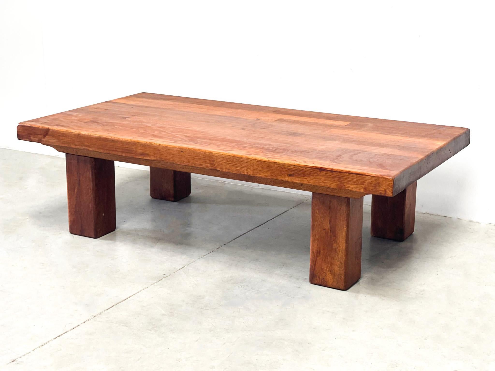 Late 20th Century Brutalist oak coffee table