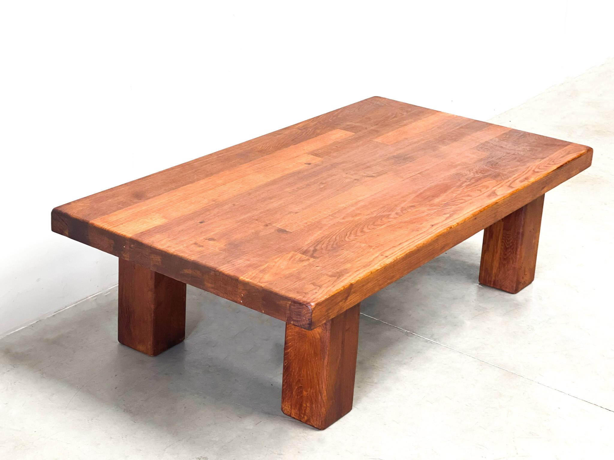 Brutalist oak coffee table 3