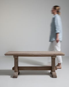 Brutalist Oak Coffee Table, French Design, Sculptural Form, 1970s