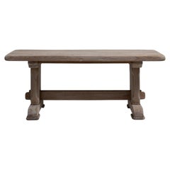 Brutalist Oak Coffee Table, French Design, Sculptural Form, 1970s