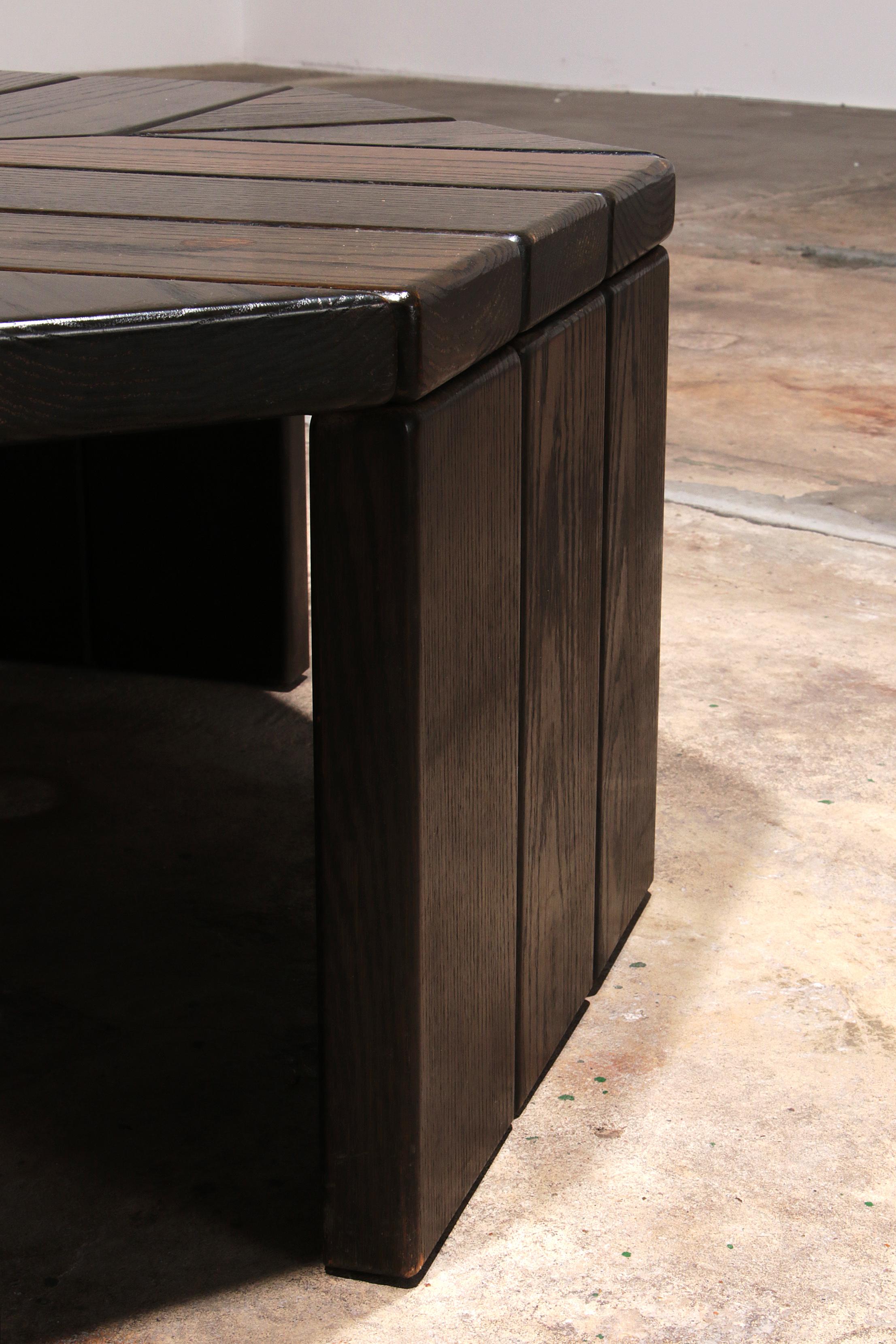 Late 20th Century Brutalist Oak Coffee Table - Octagonal Model from 1970