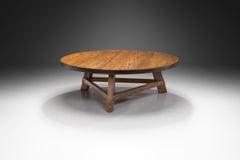 Brutalist Oak Coffee Table with Triangular Legs, Europe ca 1950s