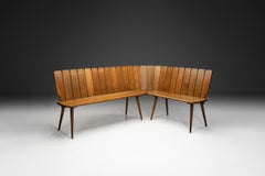 Brutalist Oak Corner Bench, Europe Second half of the 20th Century