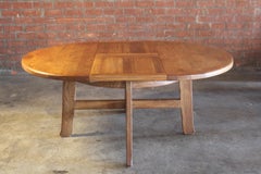 Brutalist Oak Dining Table and Chairs by De Puydt, Belgium, 1970s