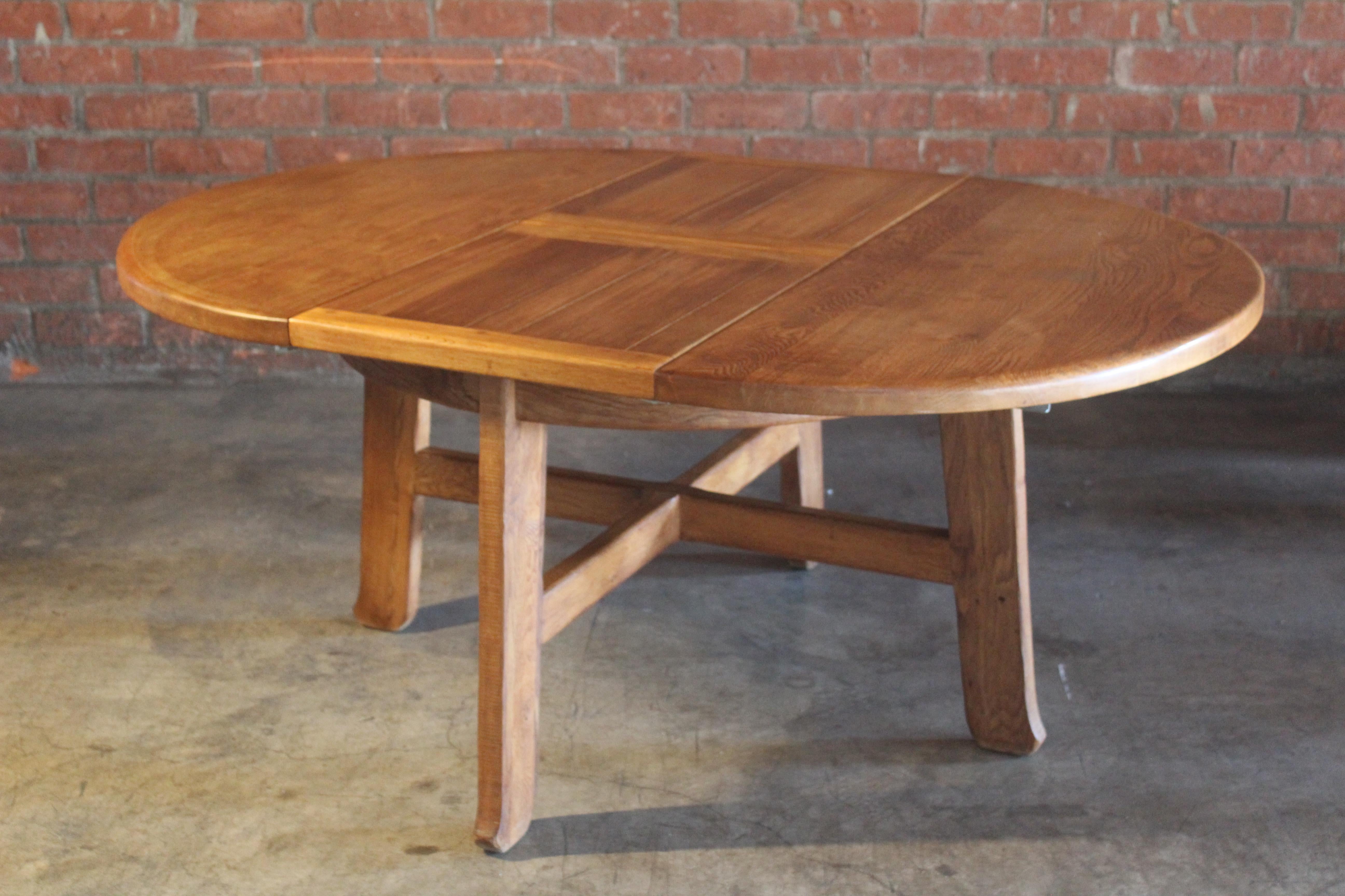 Brutalist Oak Dining Table and Chairs by De Puydt, Belgium, 1970s 4